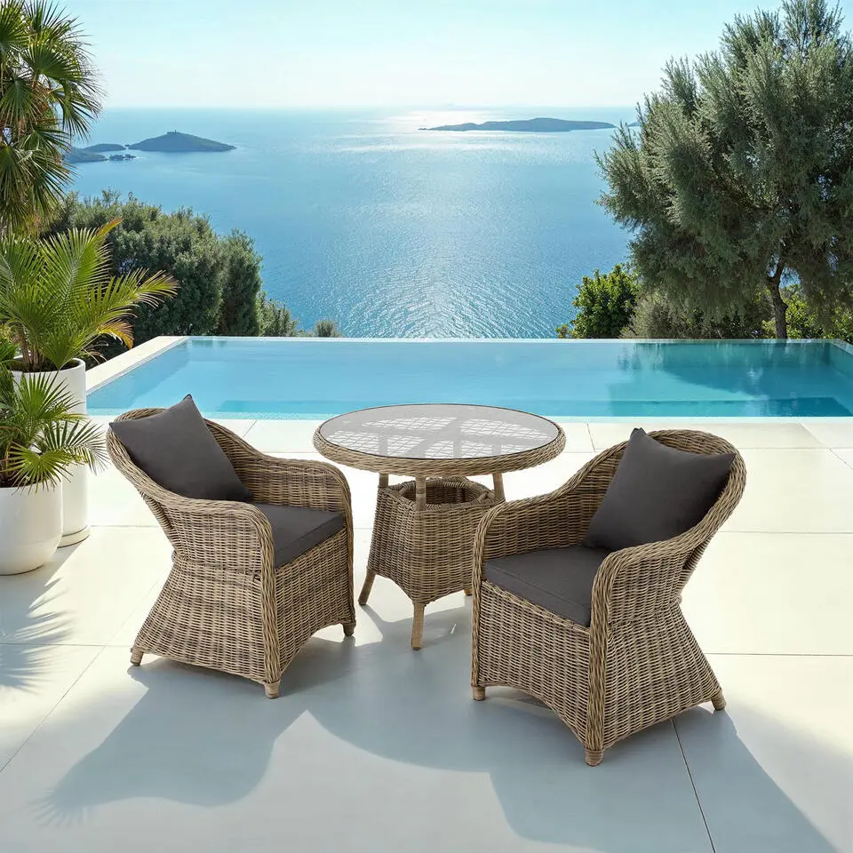 tectake Wicker tuinset Z&uuml;rich 2 1 met aluminium frame - Natuur