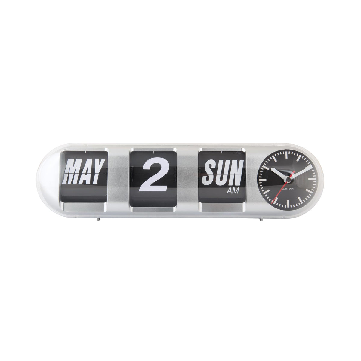 Karlsson wandklok Tube Flip - zilver - 38x10x13.5cm