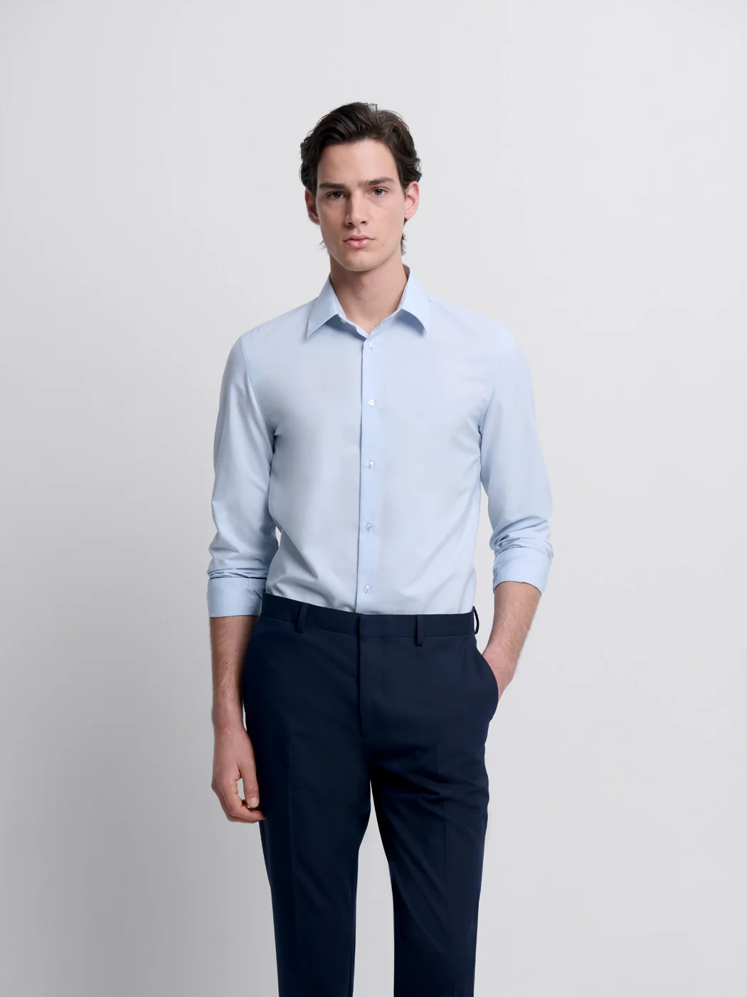 Chemise slim en coton double retors