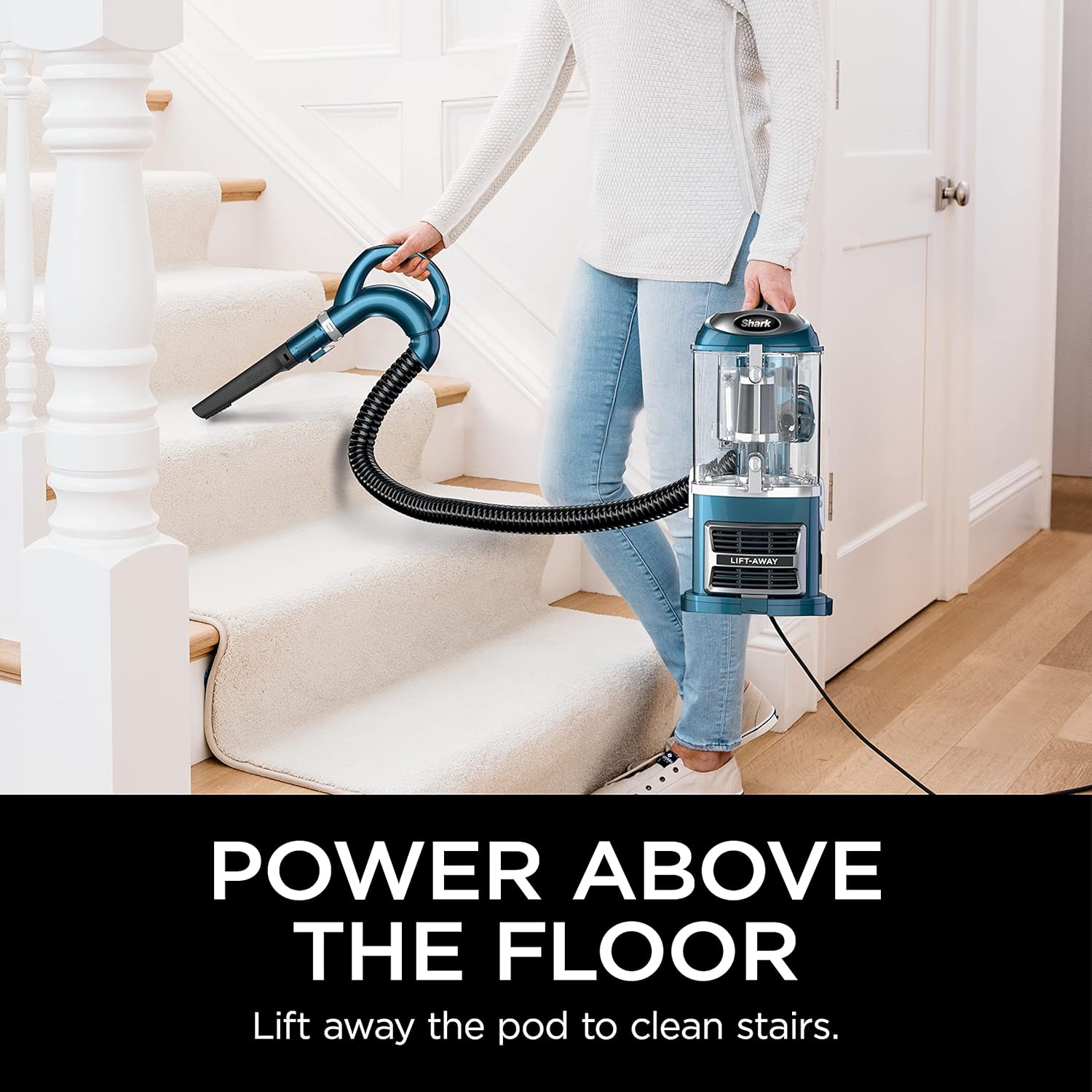 Shark Upright Vacuum, Navigator Lift-Away with Self-Cleaning Brushroll, HEPA Filter, Swivel Steering, Upholstery Tool & Pet Crevice Tool, Perfect for Pets & Multi-Surface, Teal, ZU503AMZ