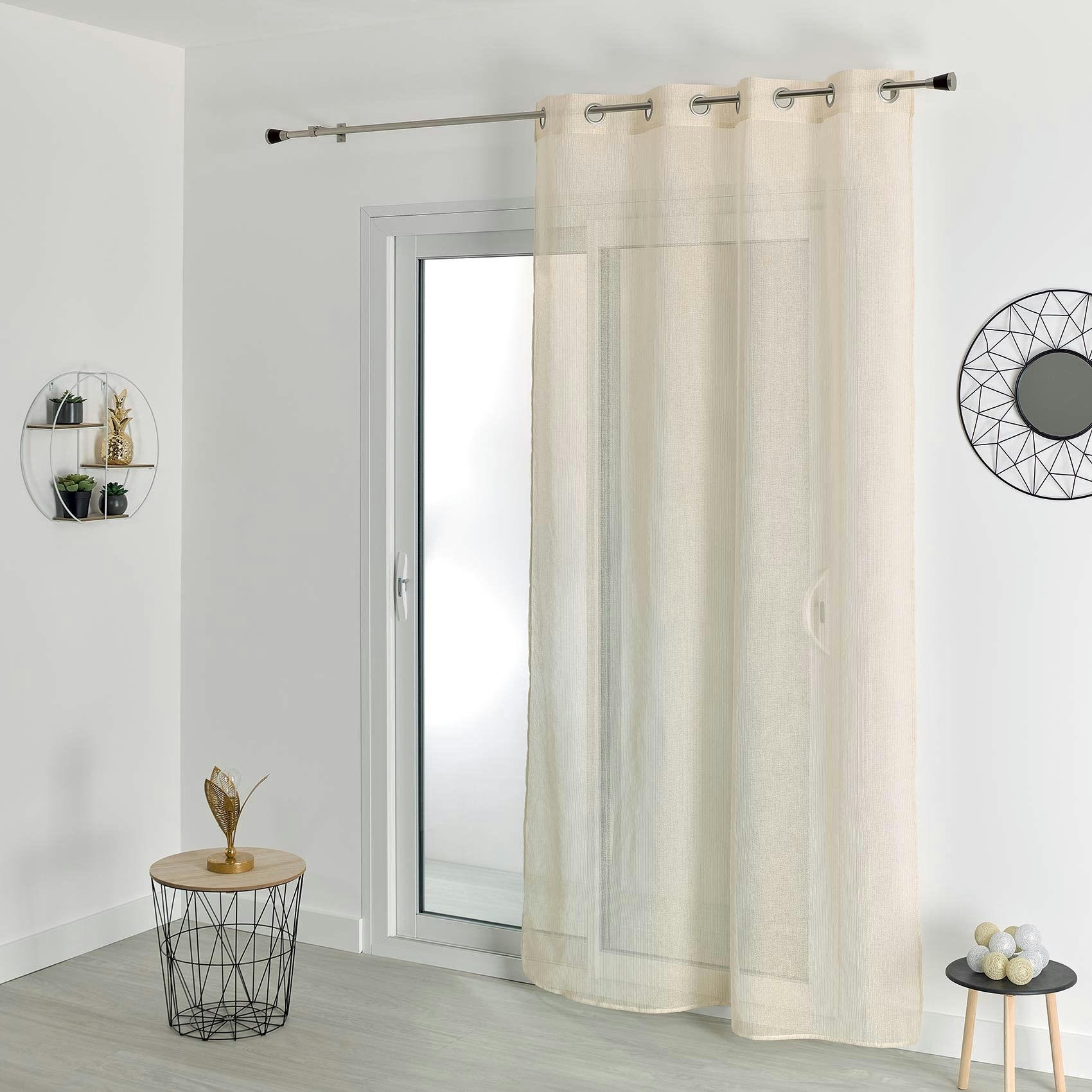- Voilage fantaisie à rayures en lurex polyester doré 140x240 cm