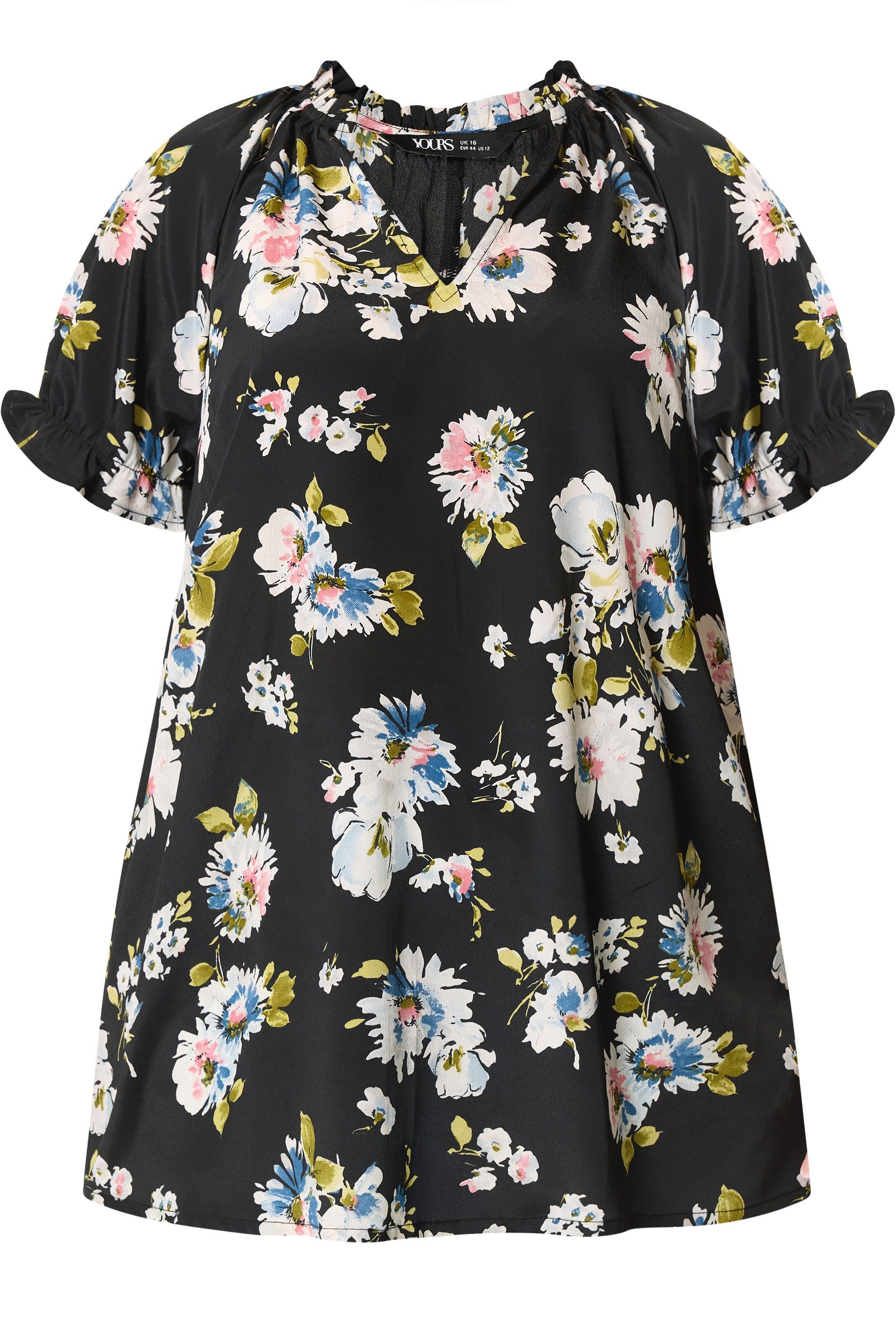 Yours Floral Puff Sleeve Blouse
