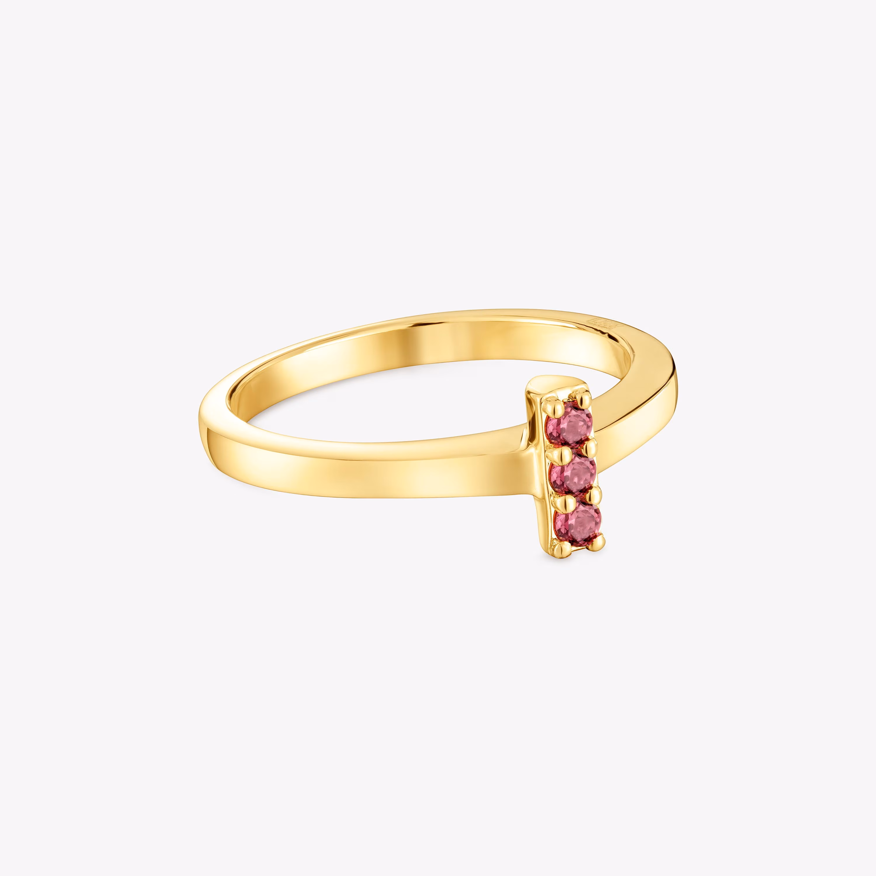Anillo pequeño con baño de oro 18 kt sobre plata y rodolita Basic Colors