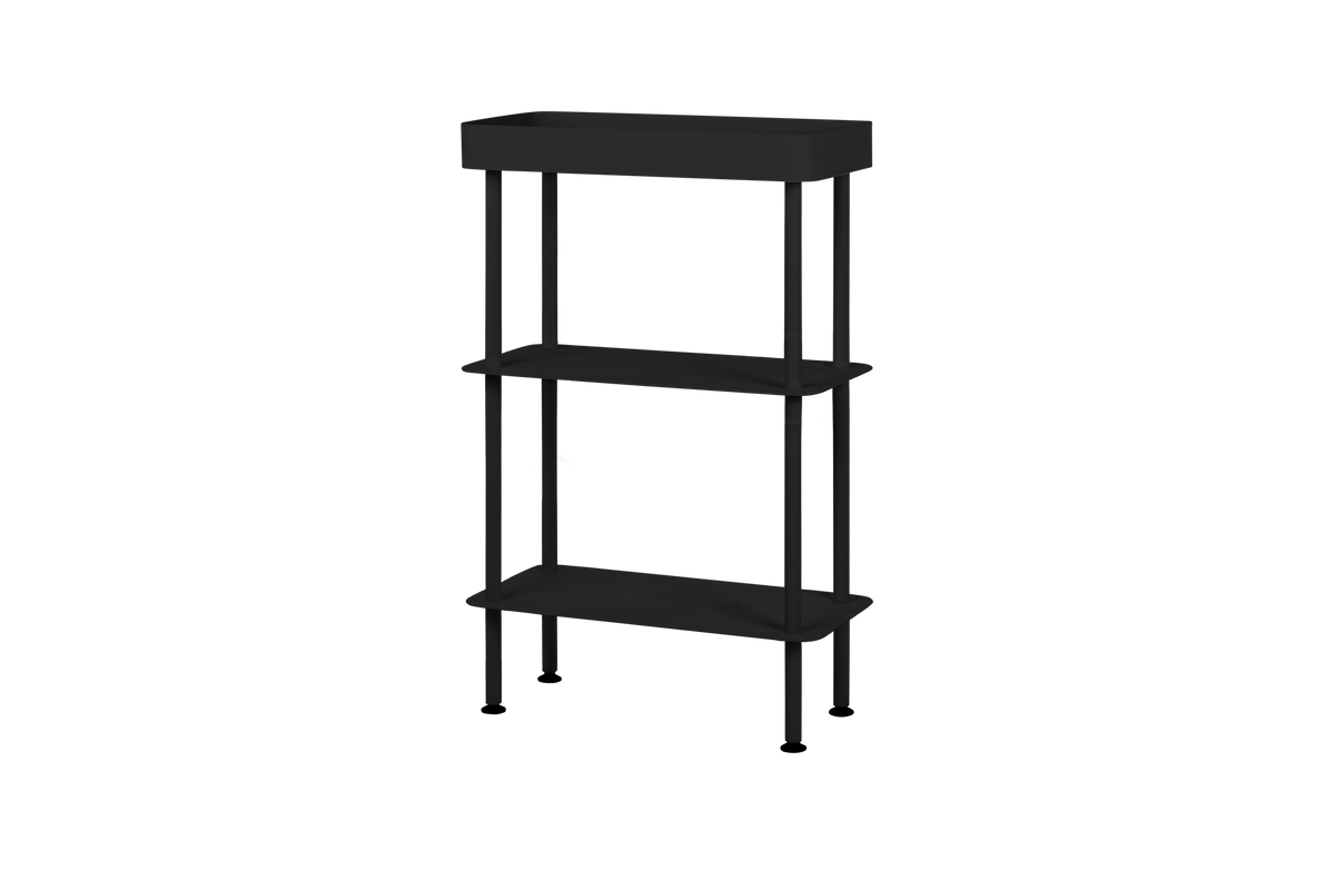 noo.ma Nolle Console 3-tier - compacte metalen sidetable, Vulcano Black