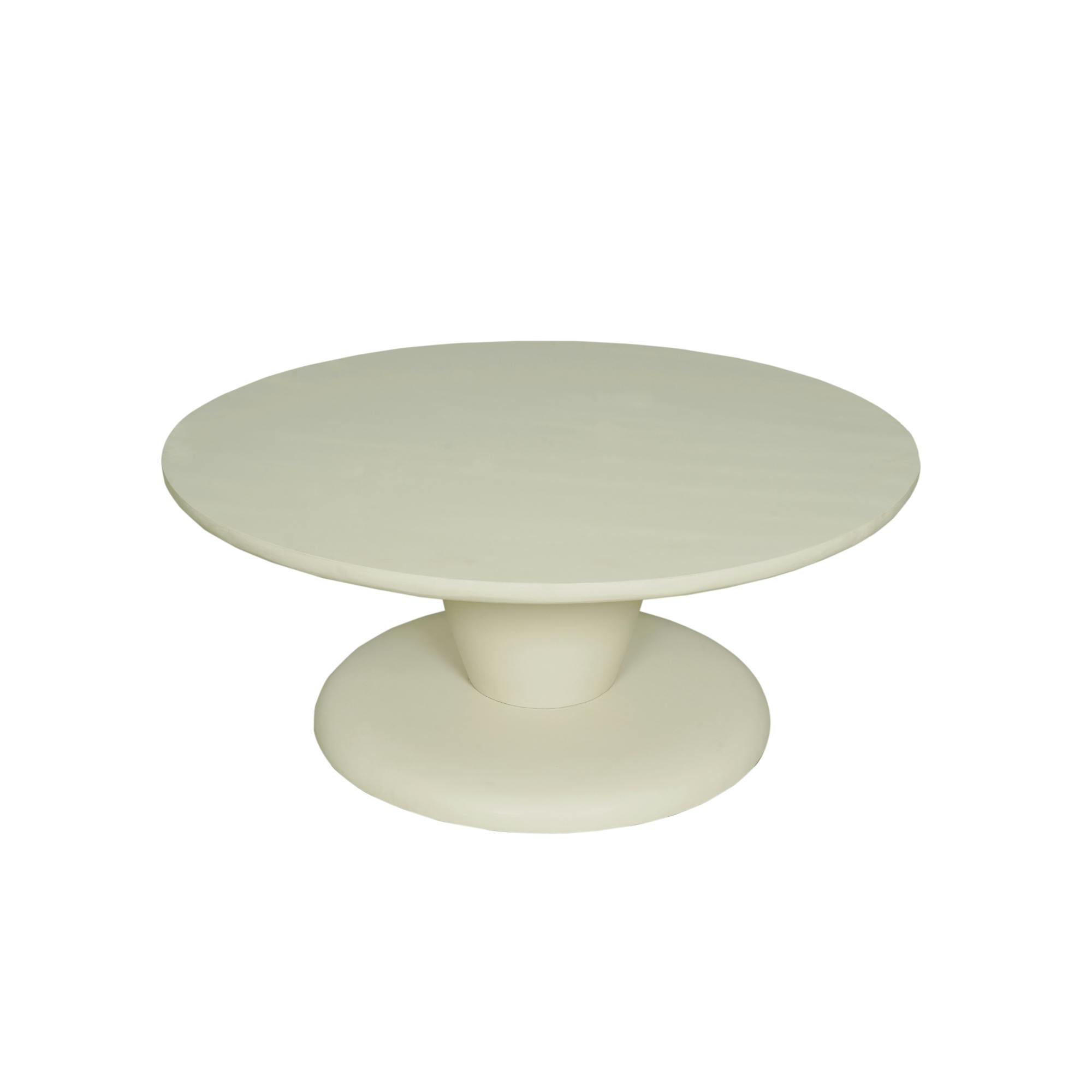 Table basse ronde en bois sable à pied central ALMA