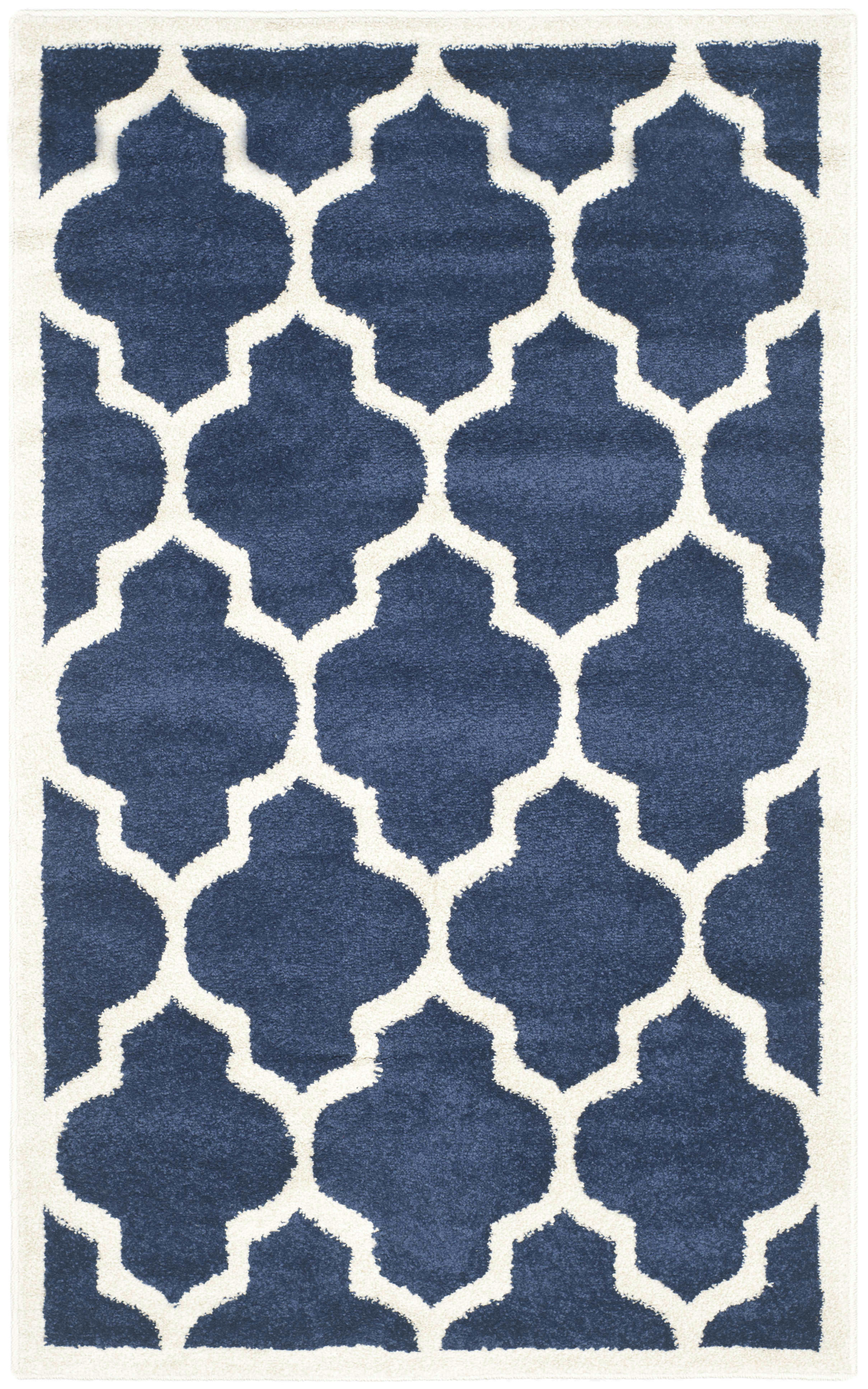 AMHERST - Tapis interieur & exterieur en bleu marine & beige, 91 x 152 cm