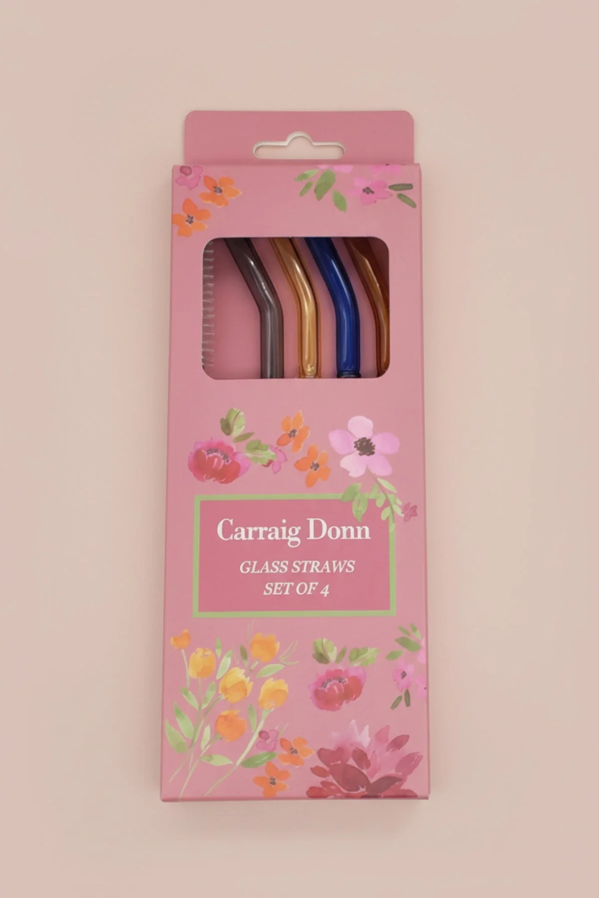 Set of 4 Multicolour Glass Straws