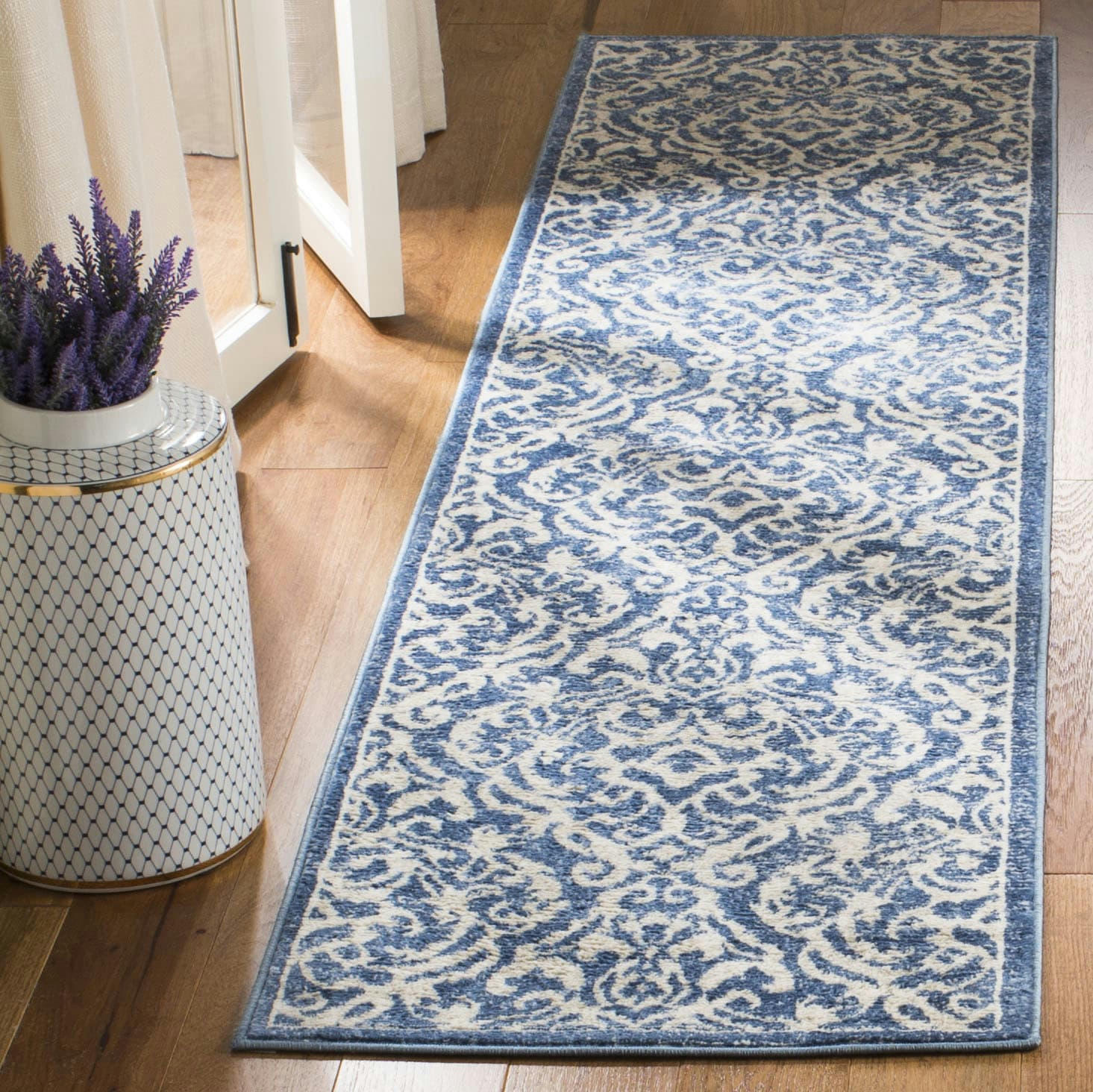 BRENTWOOD - Tapis de salon interieur en bleu marine & crème, 61 x 244 cm