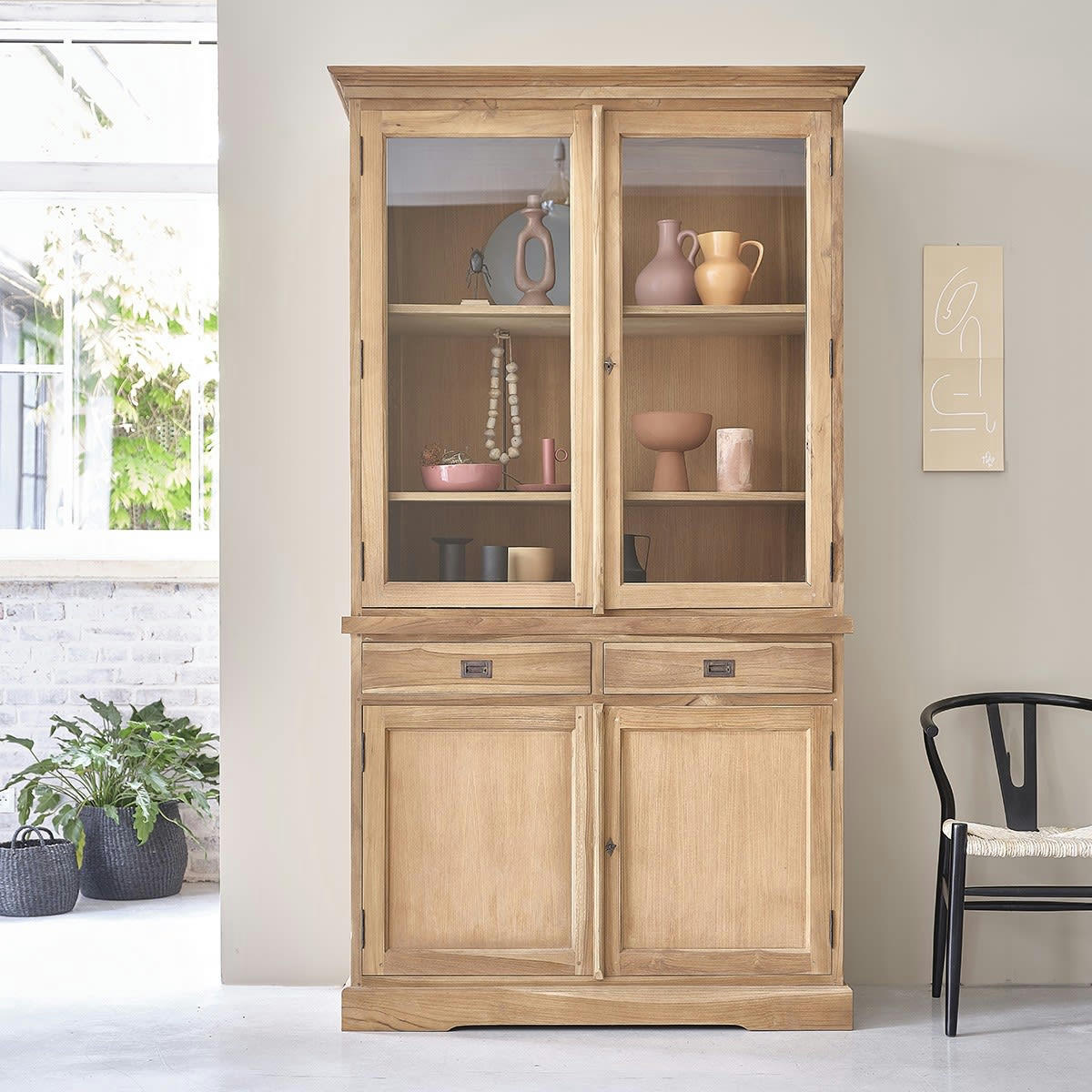 BOSTON - Vaisselier en teck massif