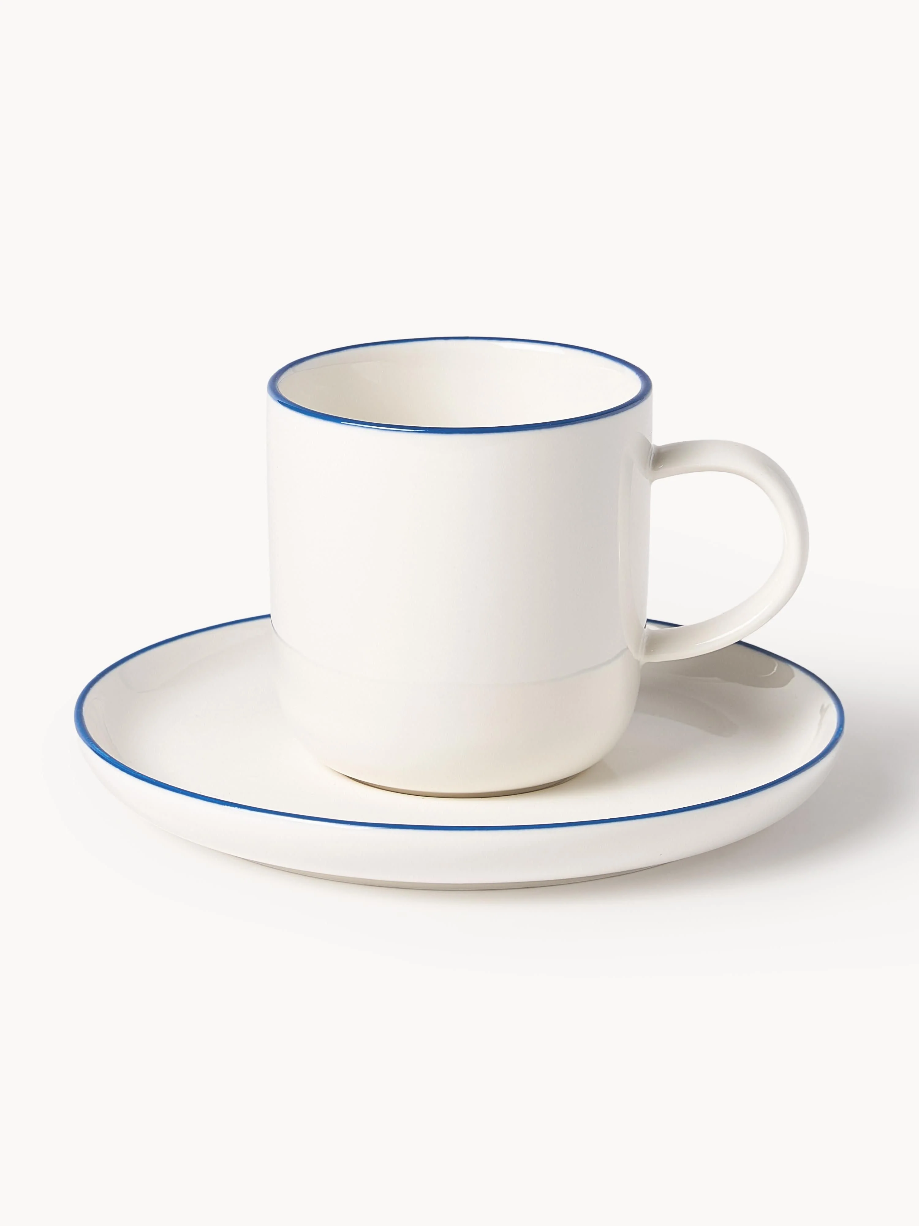 Porzellan-Kaffeetassen Facile mit Untertassen, 2er-Set