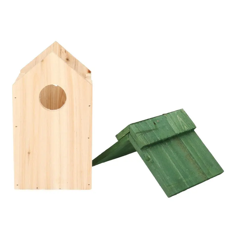 Lifetime Garden Vogelhuisje - hout - 24 x 18 x 14 cm - groen dak