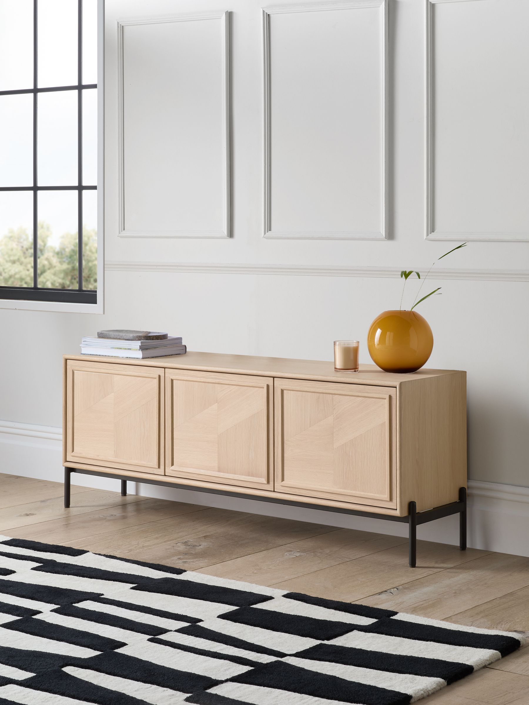 Jasper Conran London White Washed Oak Aden Wide Up to 50 Inch TV Unit