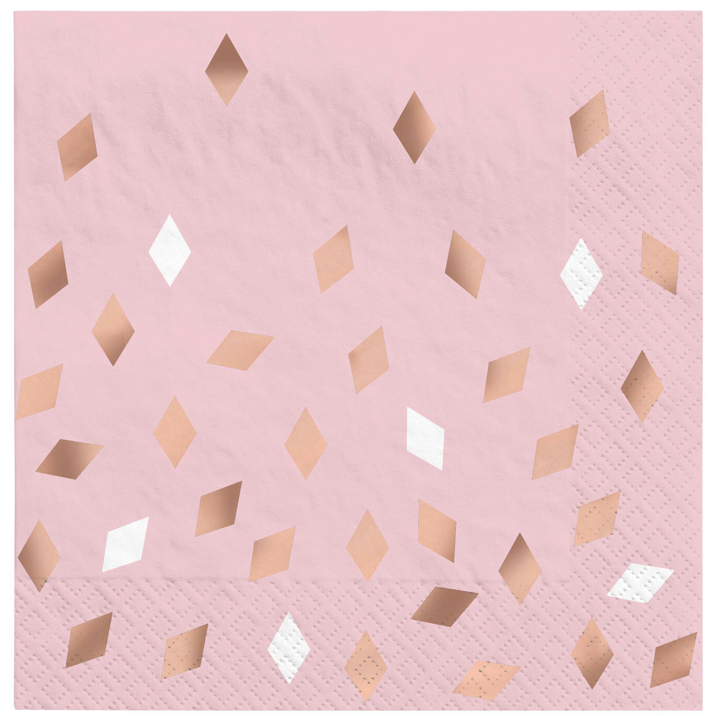 Blush Birthday Square Paper Disposable Lunch Napkins, Pink/Rose Gold, 6.5-in, 40-pk, 2-ply, for Birthday/Bachelorette