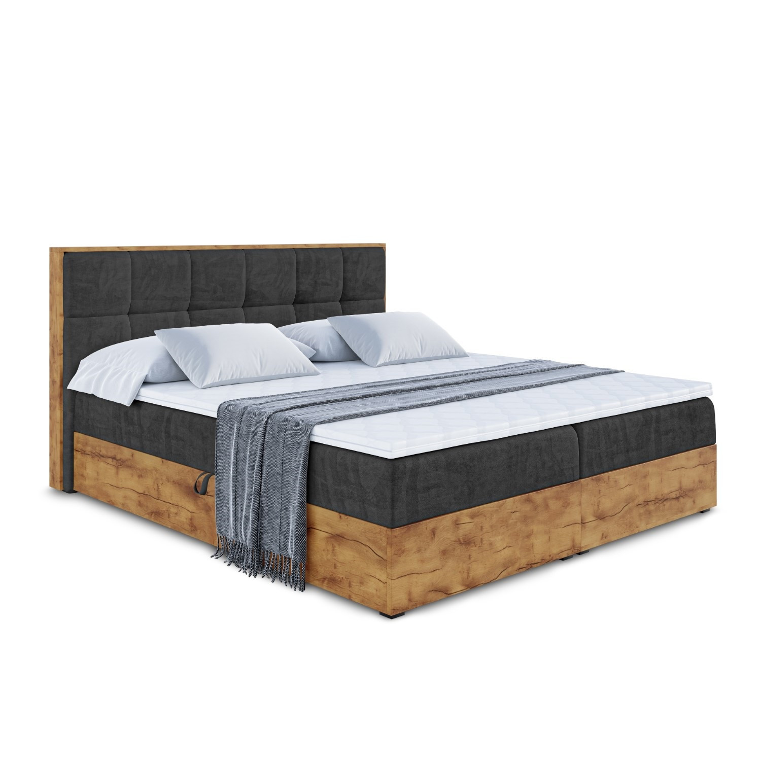 Łóżko kontynentalne z pojemnikiem i materacem H3 LOLLI7 - 120x200cm