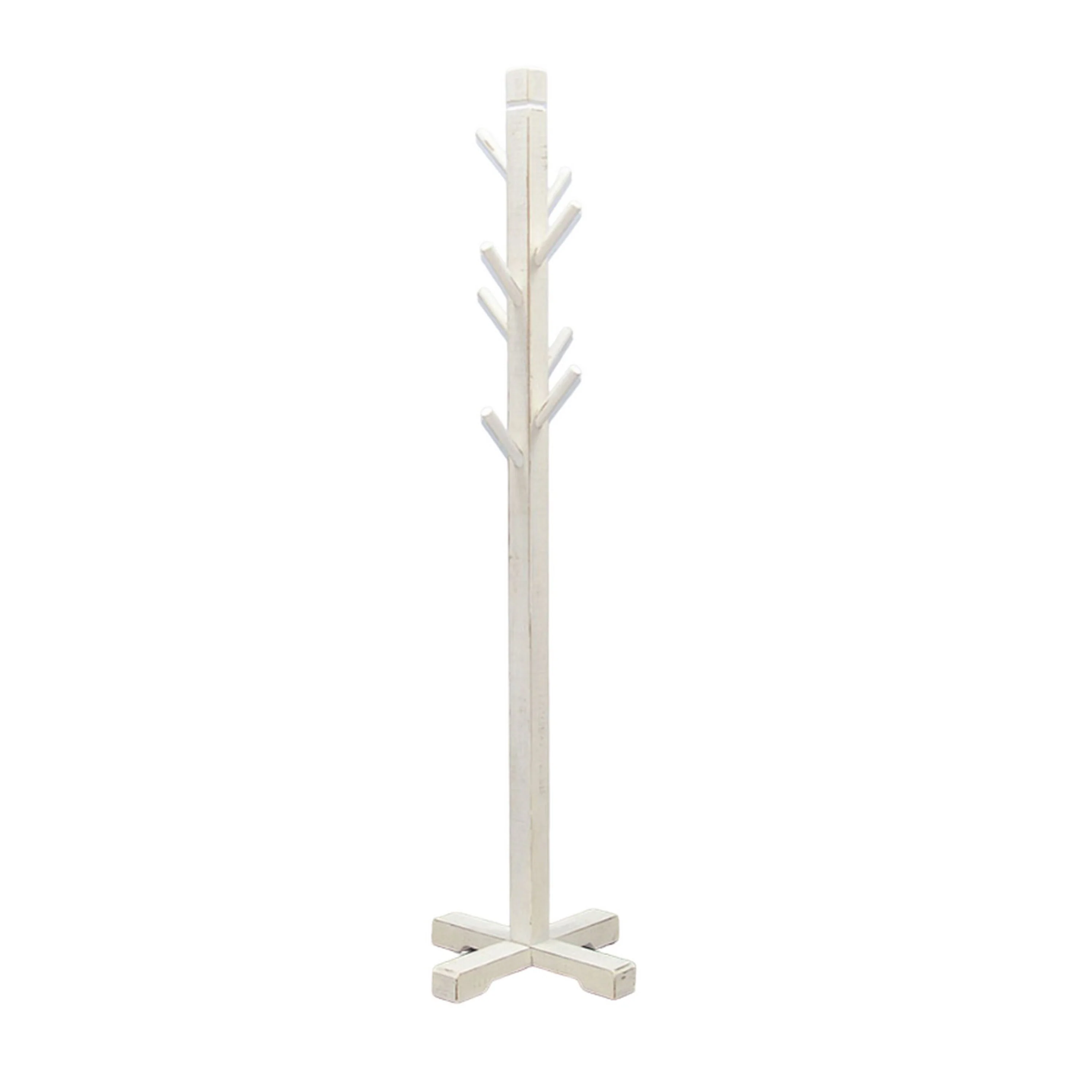 Rena Coat, Hat Rack Stand, 8 Wood Stems, 72 Inch Rustic White Mahogany