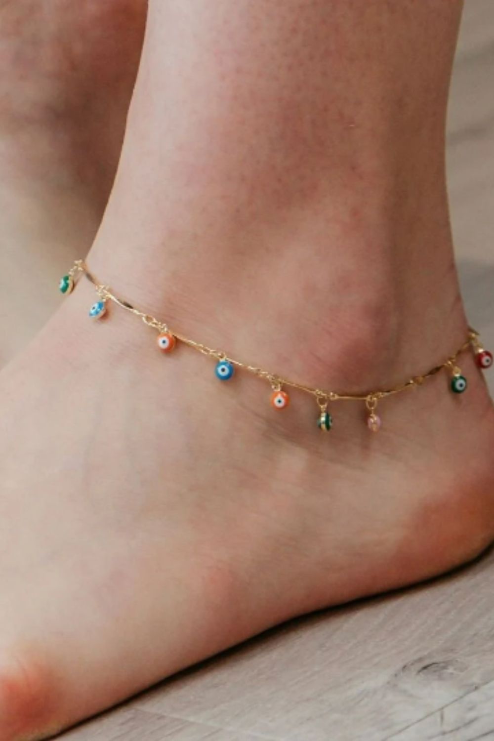 The Colourful Aura Dainty Evil Eye Dangle Devil Eye Protection Charm Anklet Adjustable Bracelet