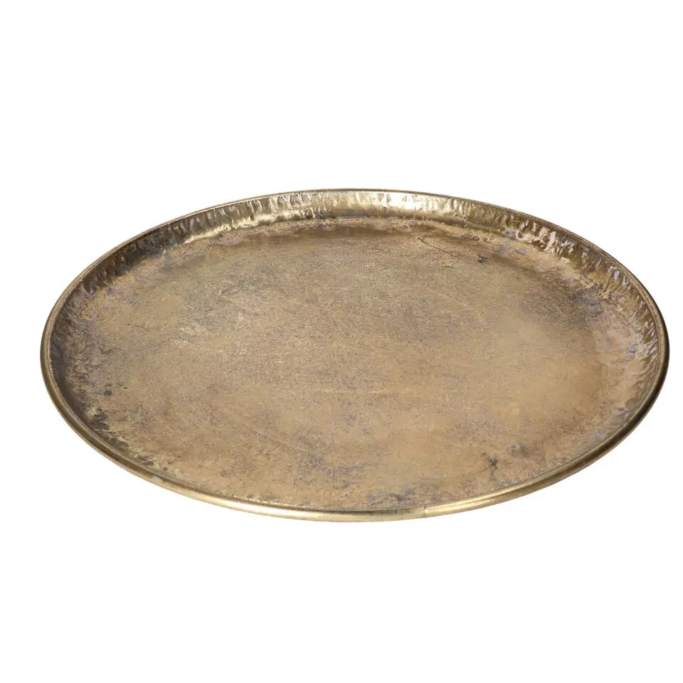 HBX Kaarsenbord/decoratie dienblad - goud - metaal - D47 x H4 cm