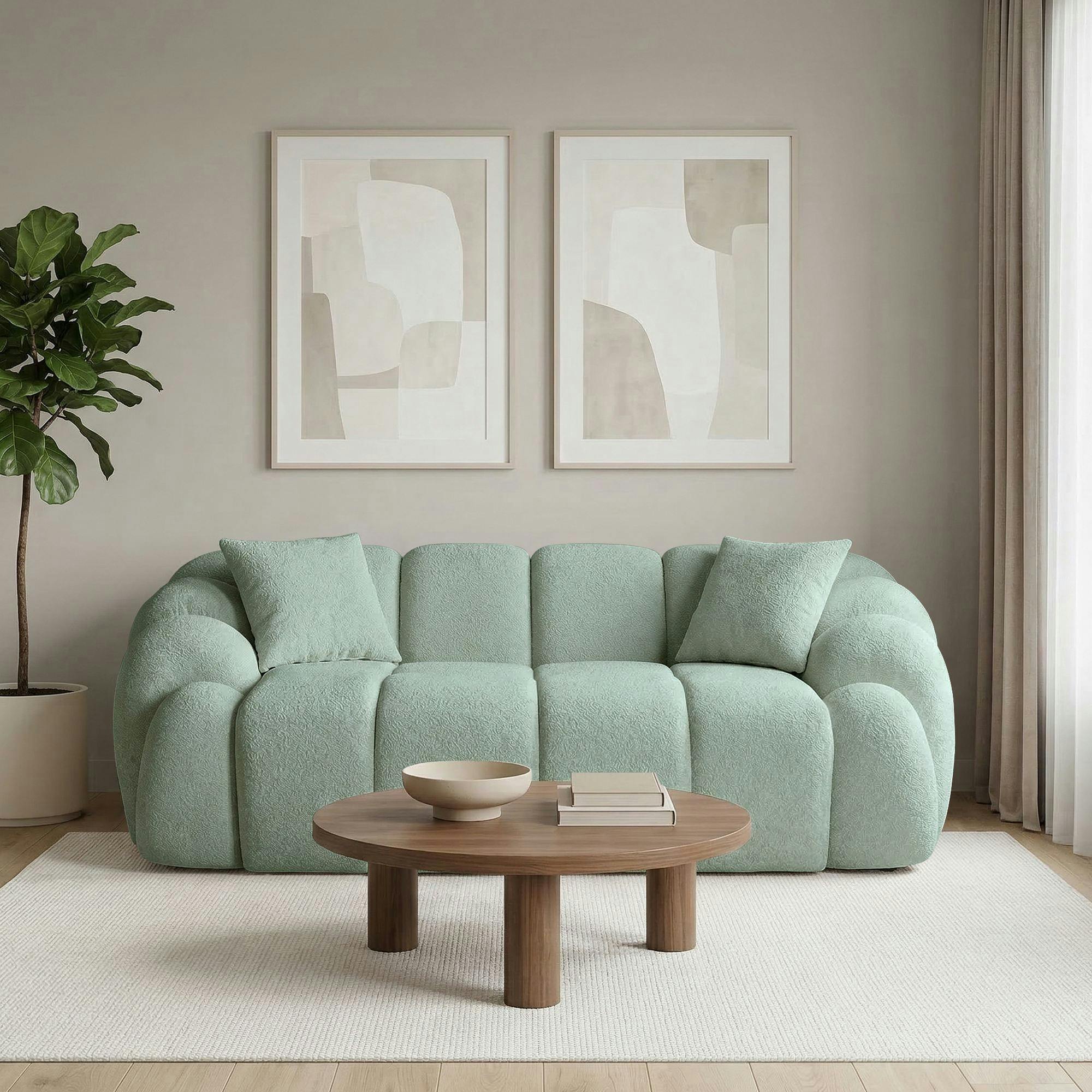 Canapé 2 places vert sauge design arrondi ONDA