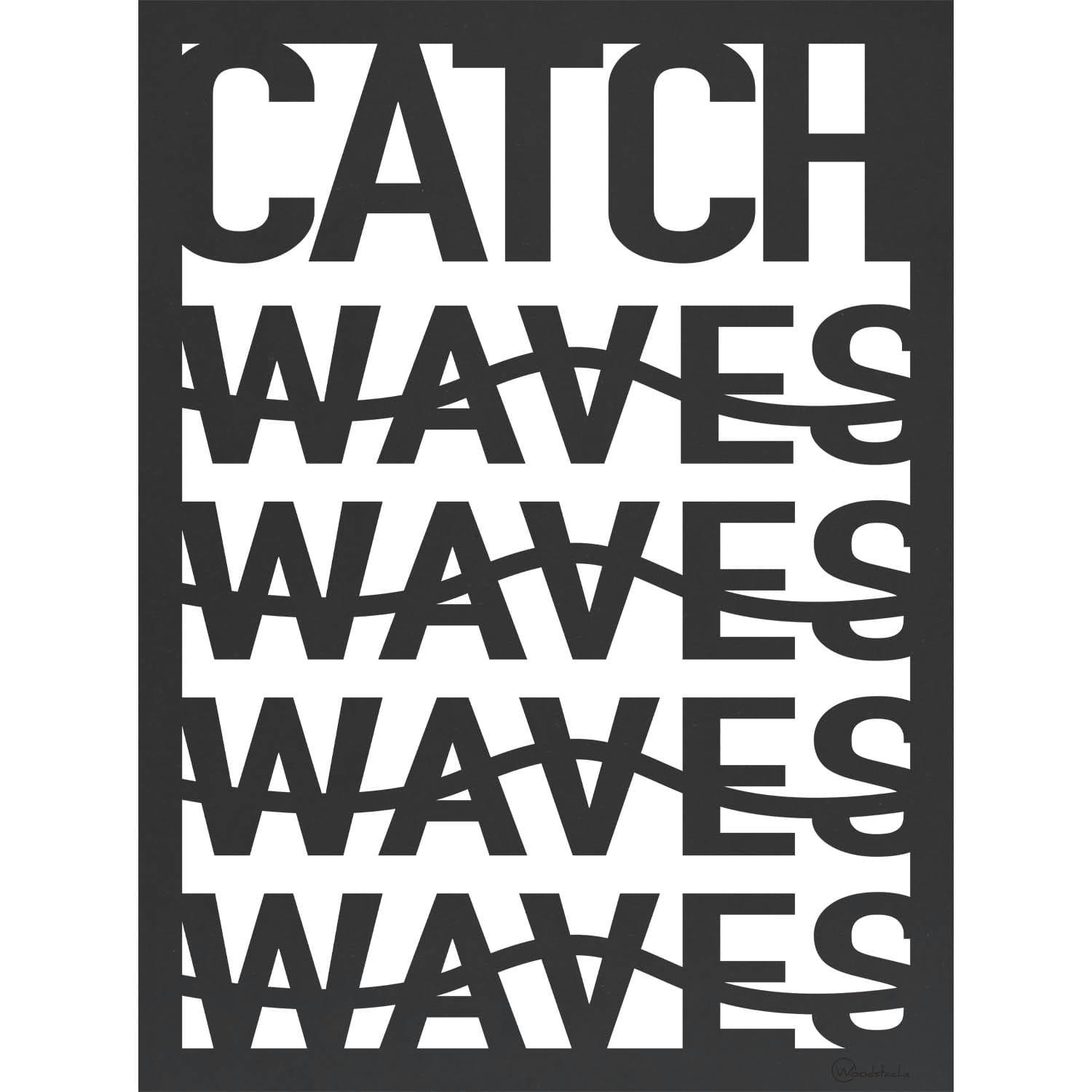 - Tableau en bois noir Catch Waves 59,5x79,8cm