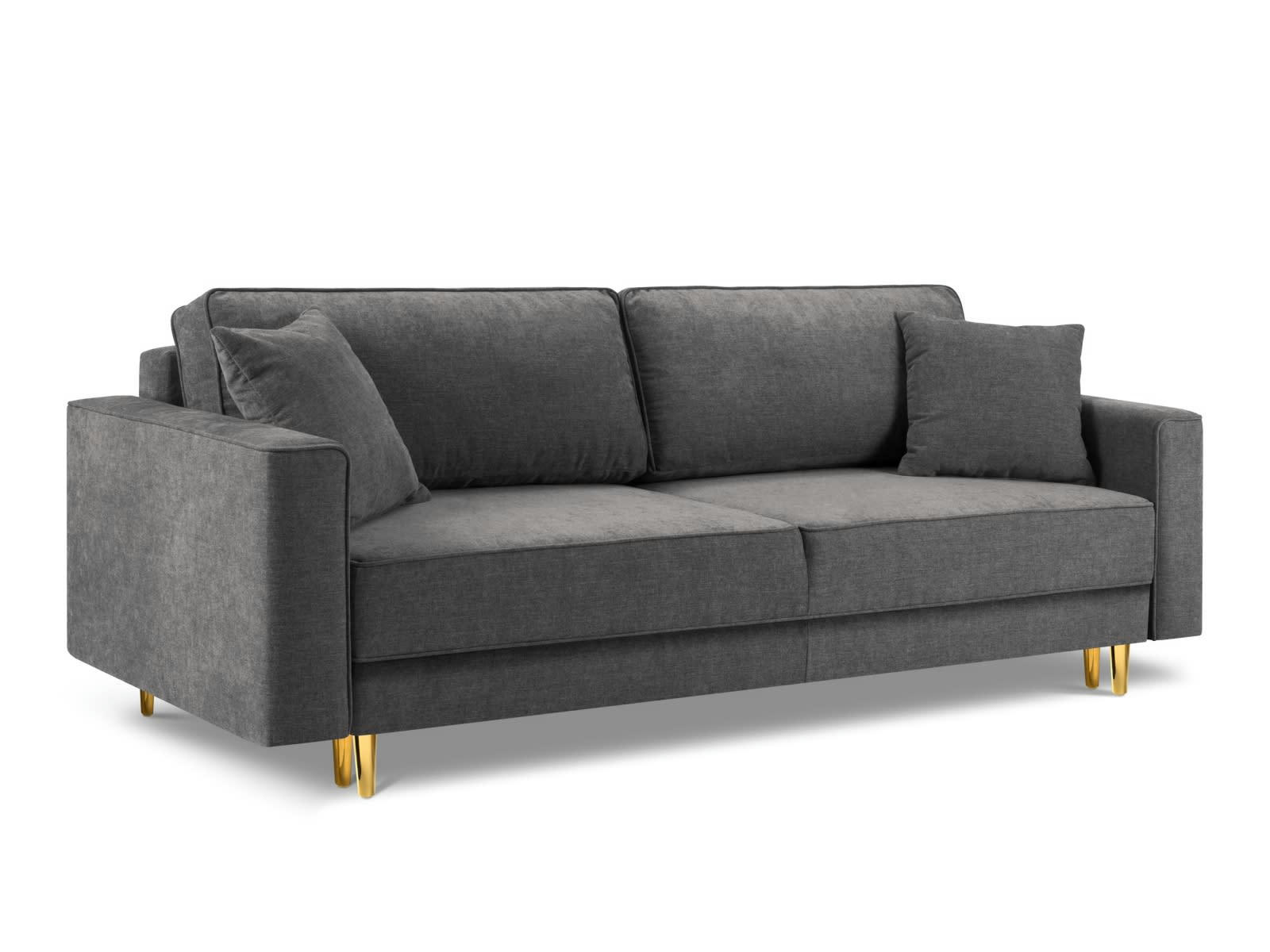 DUNAS - Canapé convertible 3 places en tissu structuré gris
