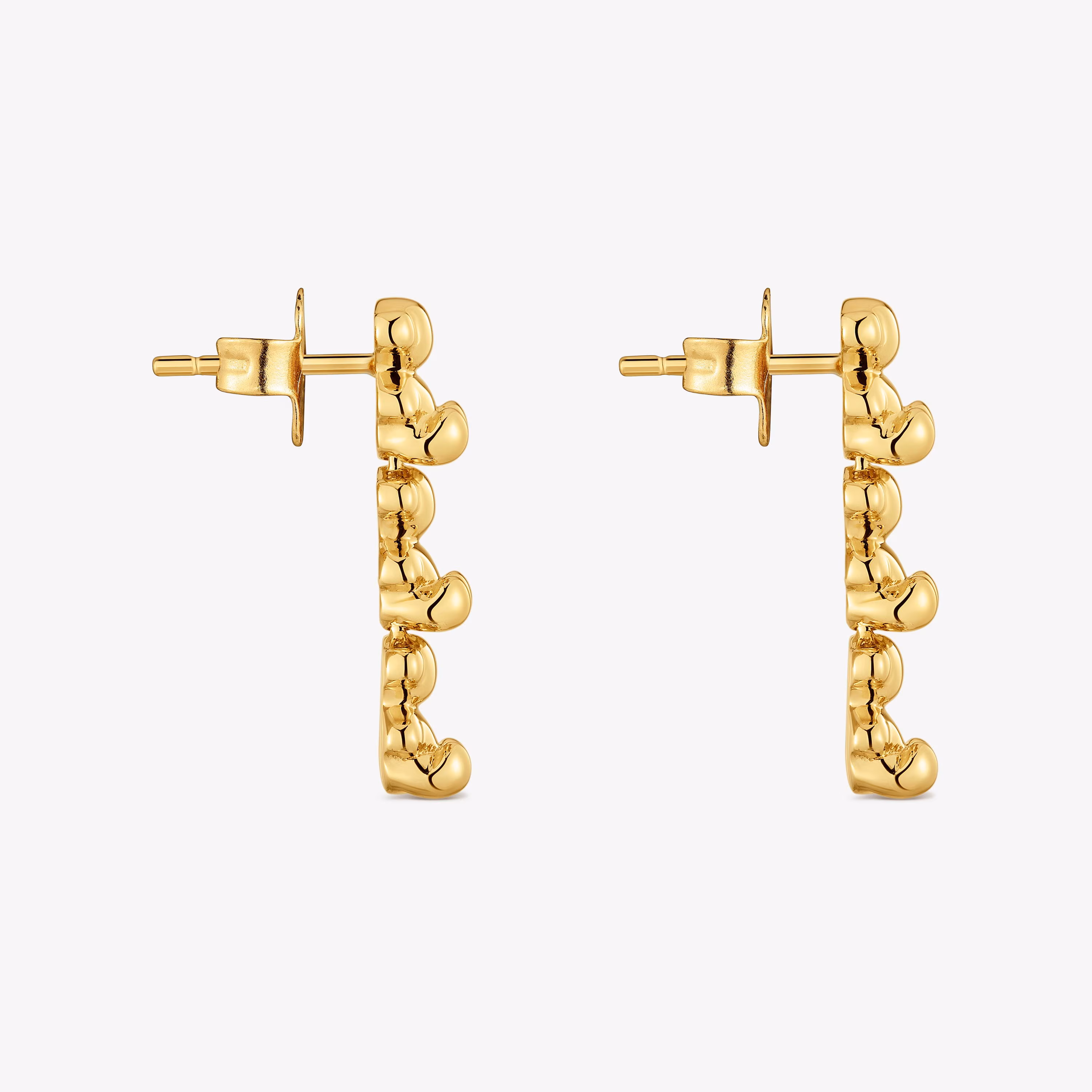 Pendientes largos con baño de oro 18 kt sobre plata motivos oso Bold Bear