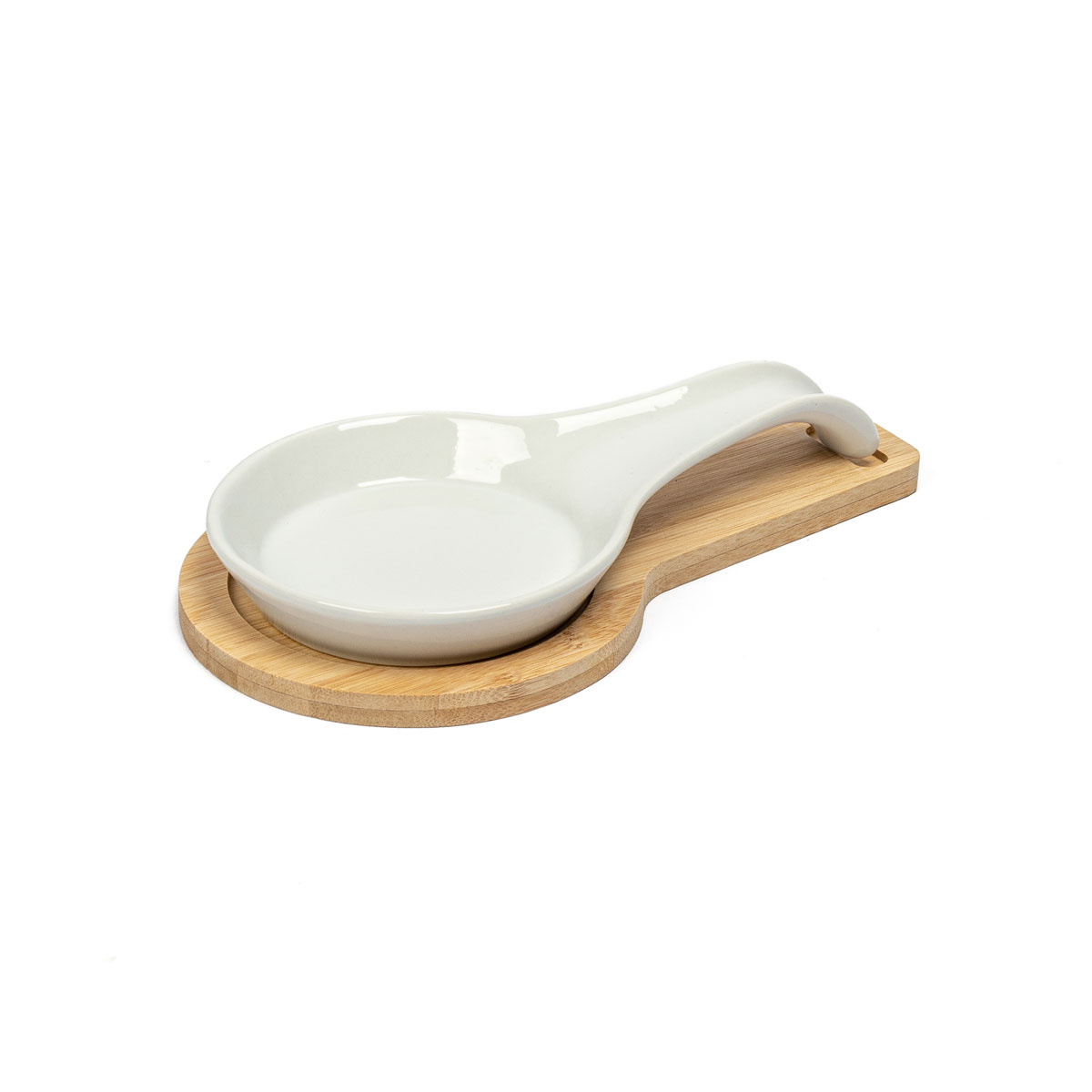 Colher de cerâmica com base em bambu