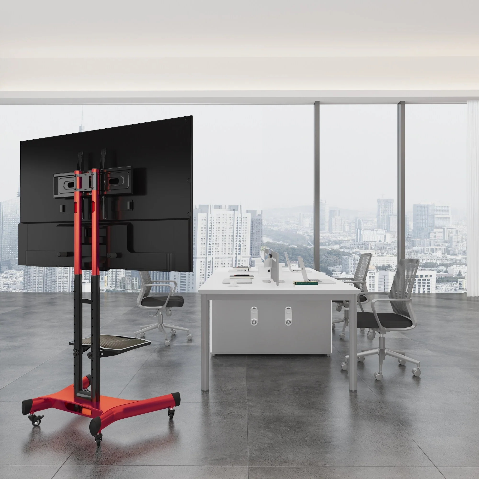 Red 47 Universal Swivel TV Stand with Movable Base & Shelf