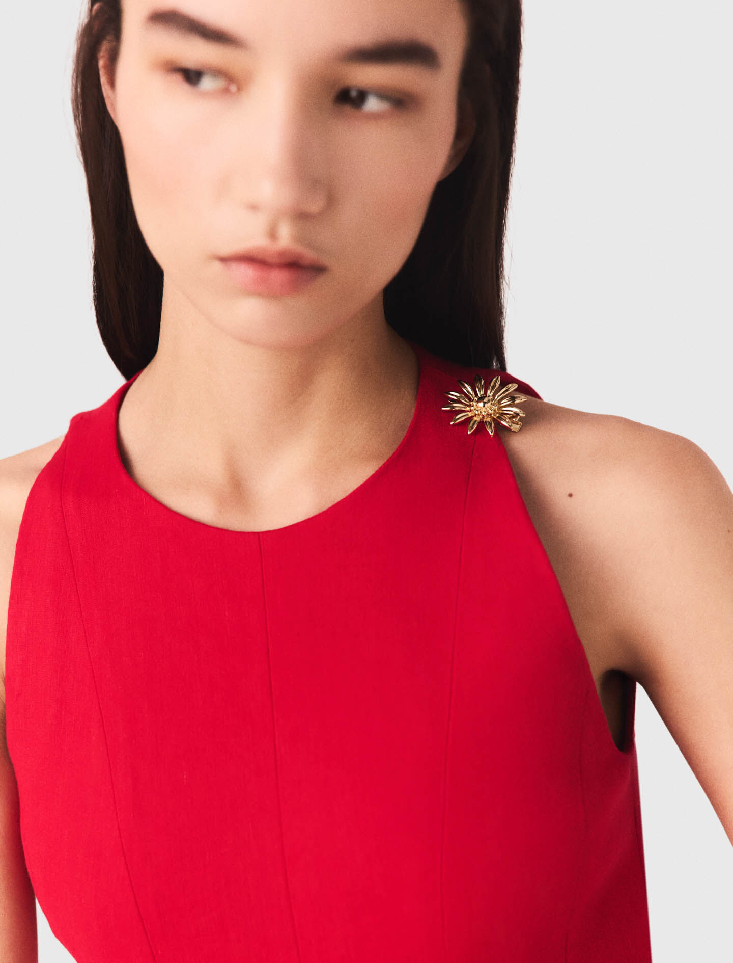 Robe courte évasée en lin mélangé