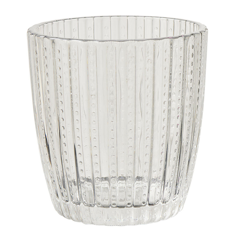 Photophore en verre transparent ondulé