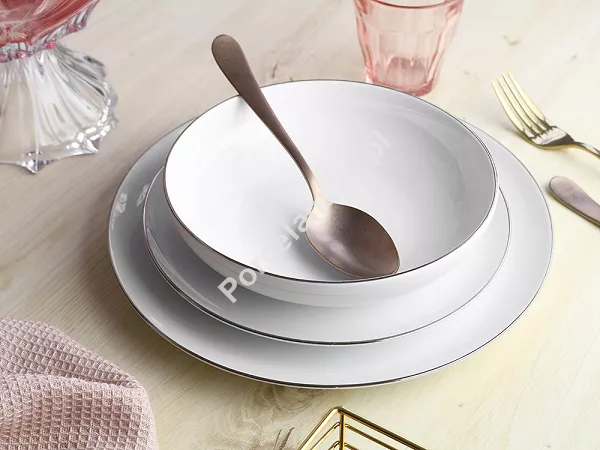Komplet talerzy na 6 osób (18 el.) Bogucice - Base Platin 1183