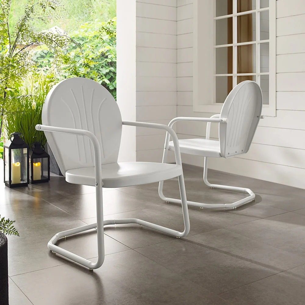 Crosley Griffith Metal Chair In White Finish - 22 W x 28.2 D x 33.25 H
