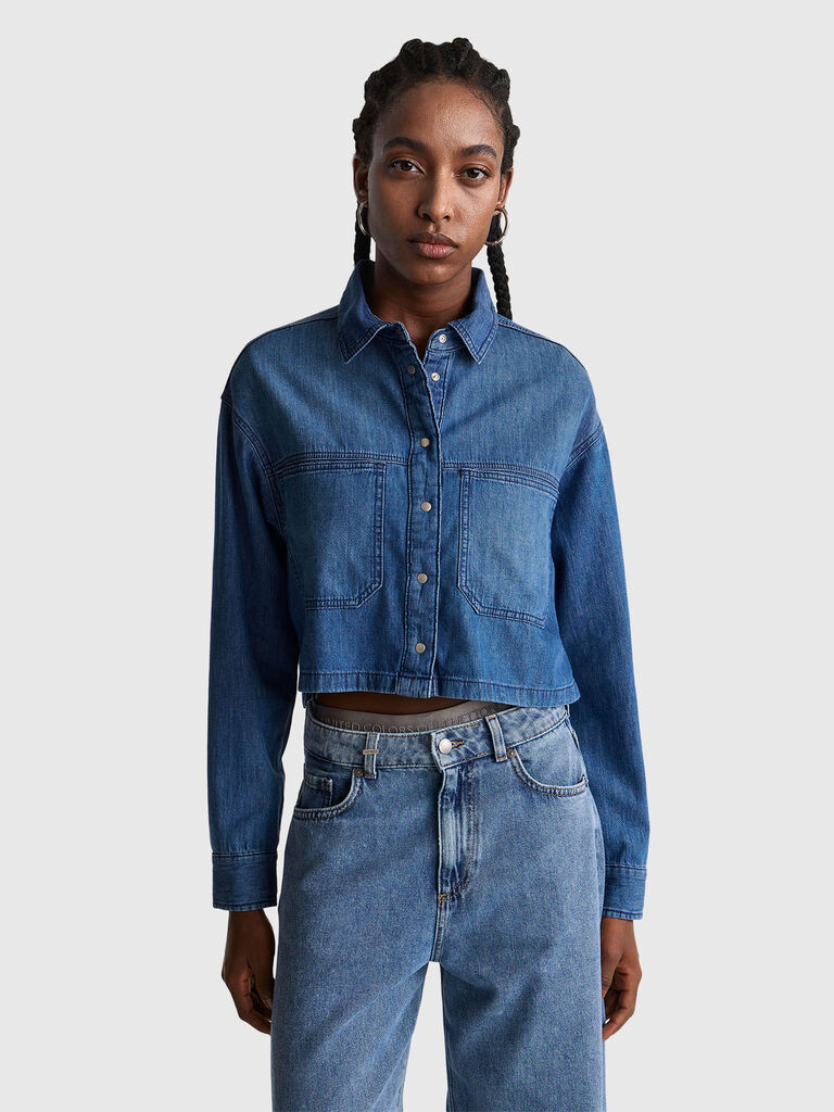 Cropped denim shirt