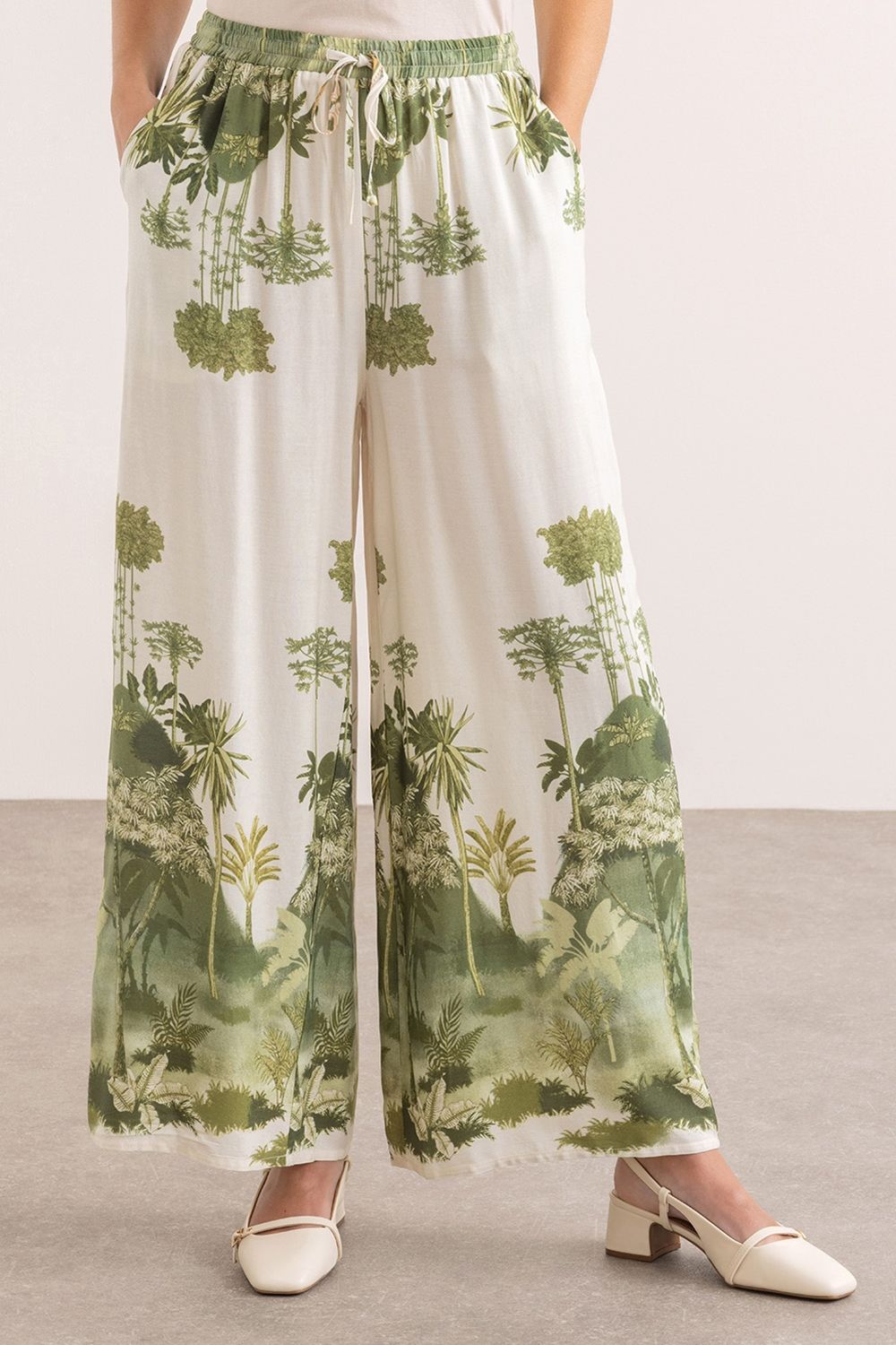 Klass. Wide Leg Botanical Print Trousers