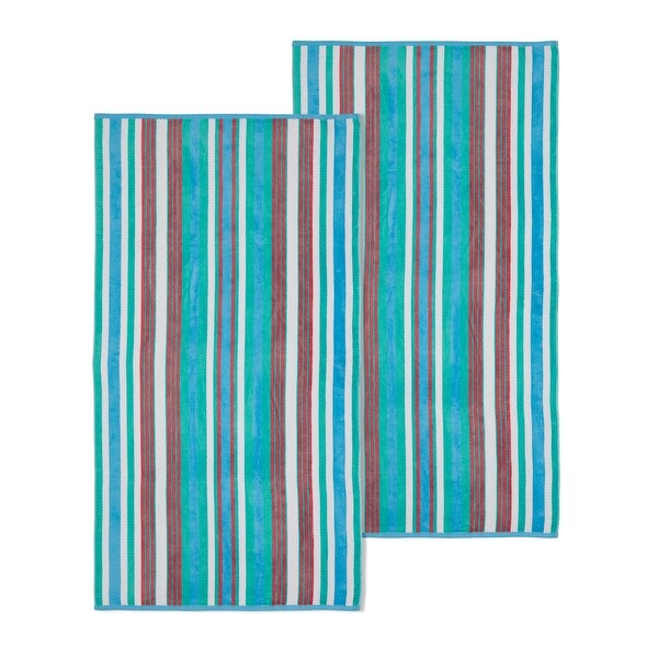 Superior 100% Cotton Rope Textured Oversized Beach Towel - Set of 2 - 34 x 64