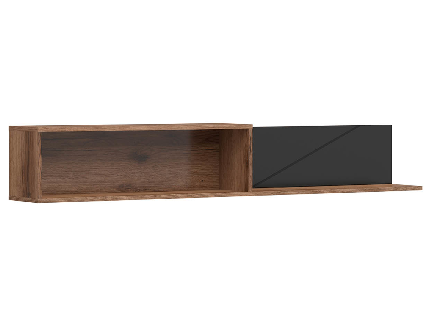 Półka ścienna Forn 156 cm dąb delano ciemny/czarny