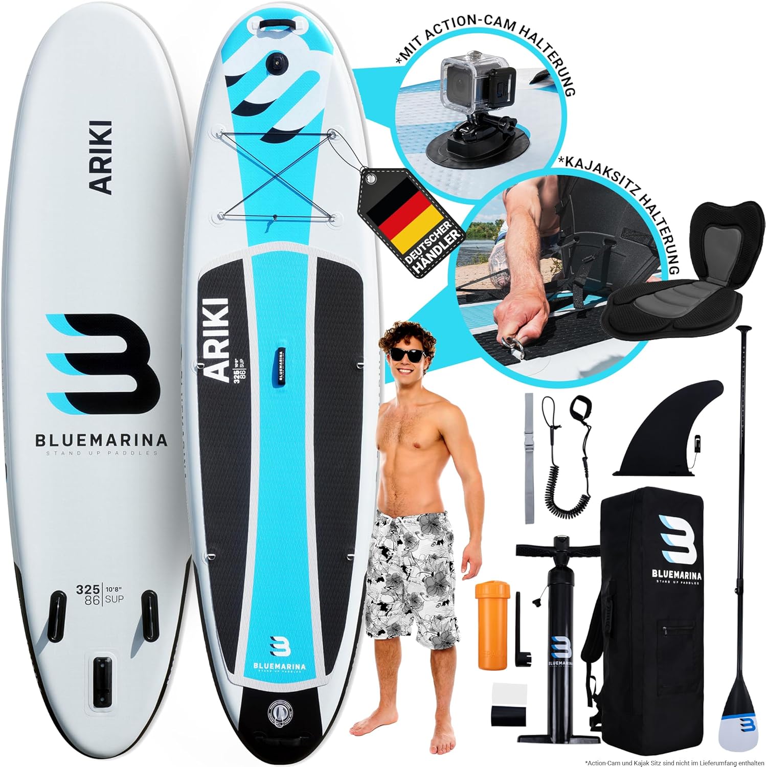 Bluemarina Stand Up Paddling Board Ariki | 𝟓 𝐉𝐀𝐇𝐑𝐄 𝐆𝐀𝐑𝐀𝐍𝐓𝐈𝐄 - SUP Board - Stand Up Paddle - Surfbrett | 325x86x15cm 140kg