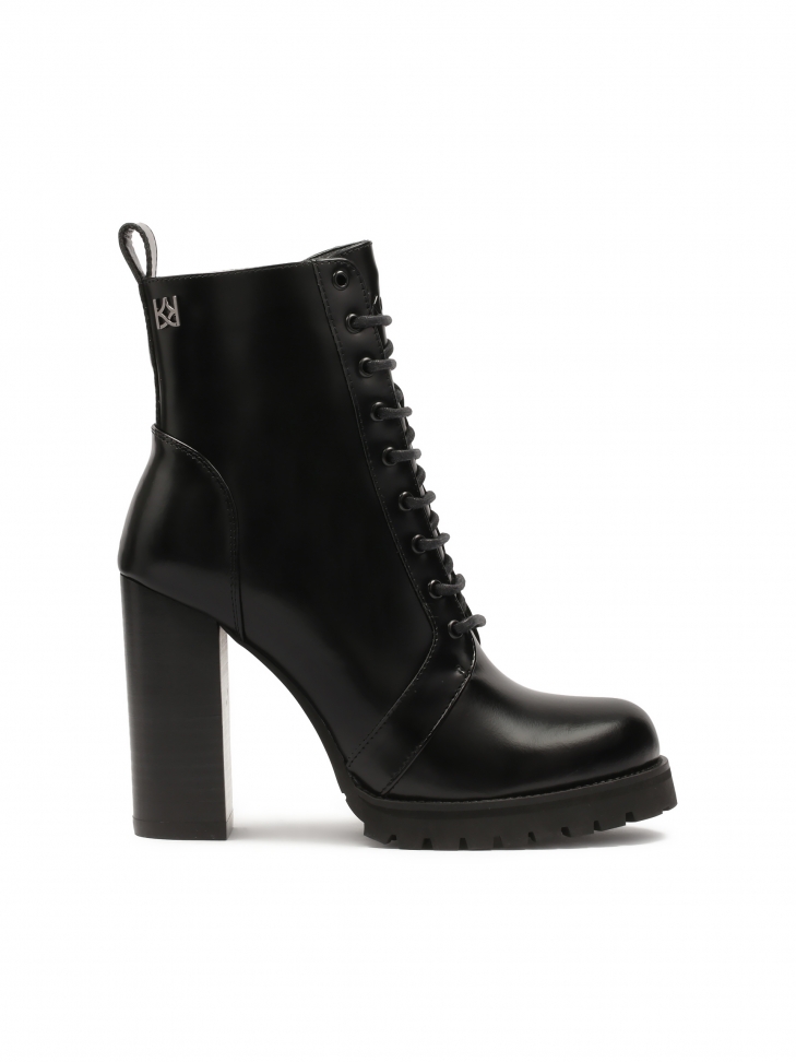 Lace-up leather boots on a high post