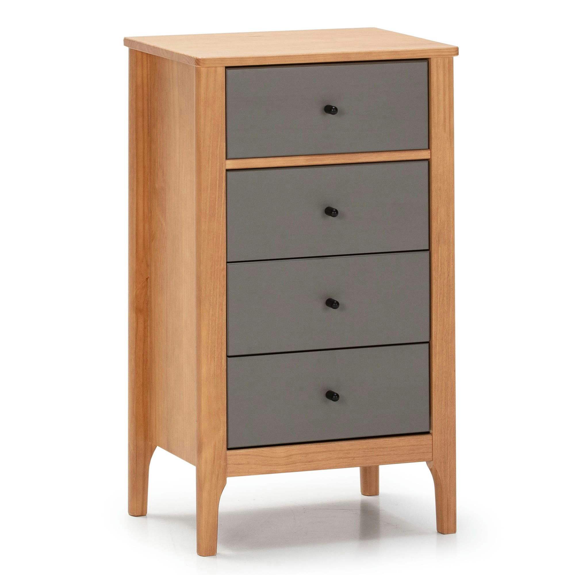 LUCA - Chiffonnier nuit 4 tiroirs dans tiroirs chêne/gris, 46 cm longueur