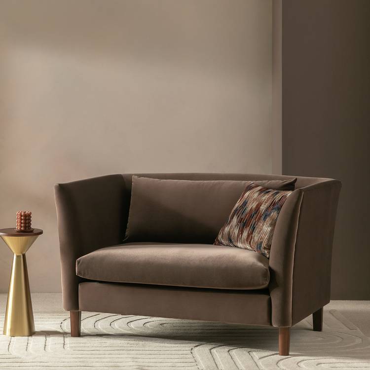 Habitat Hawley Velvet Cuddle Chair - Brown