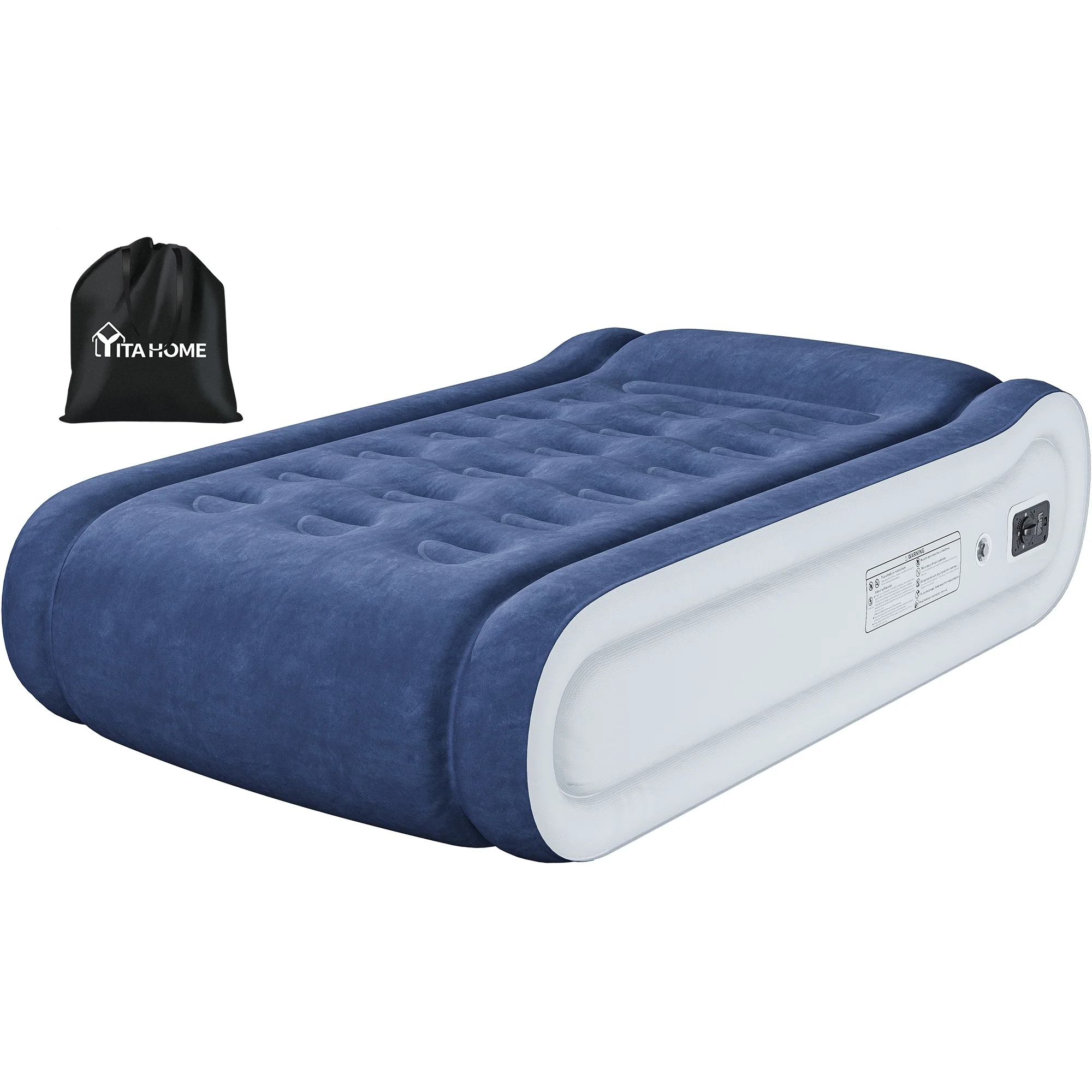 Moasis Queen 17 Inch Inflatable Mattress with Integrated Pillow