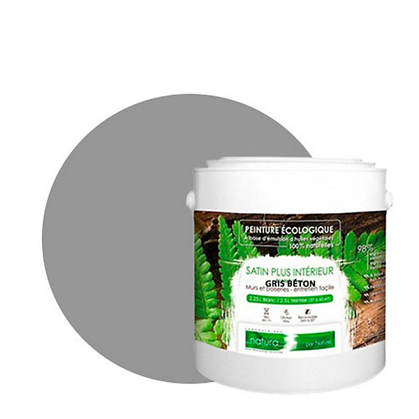 Gris Béton Peinture interieur aspect satin Natura - Gris Beton - 2.5L