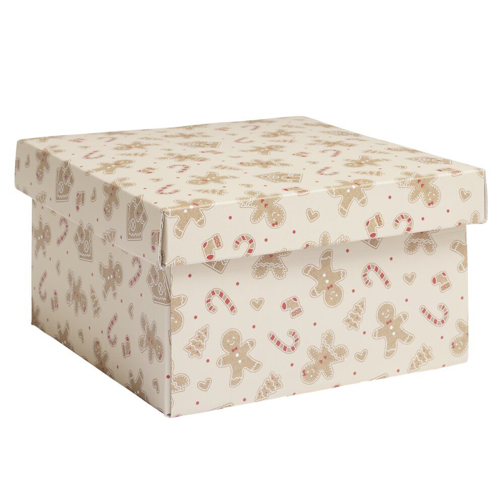 BoÎte cadeau No&euml;l x3 pliable 3 tailles motif pain d'épices