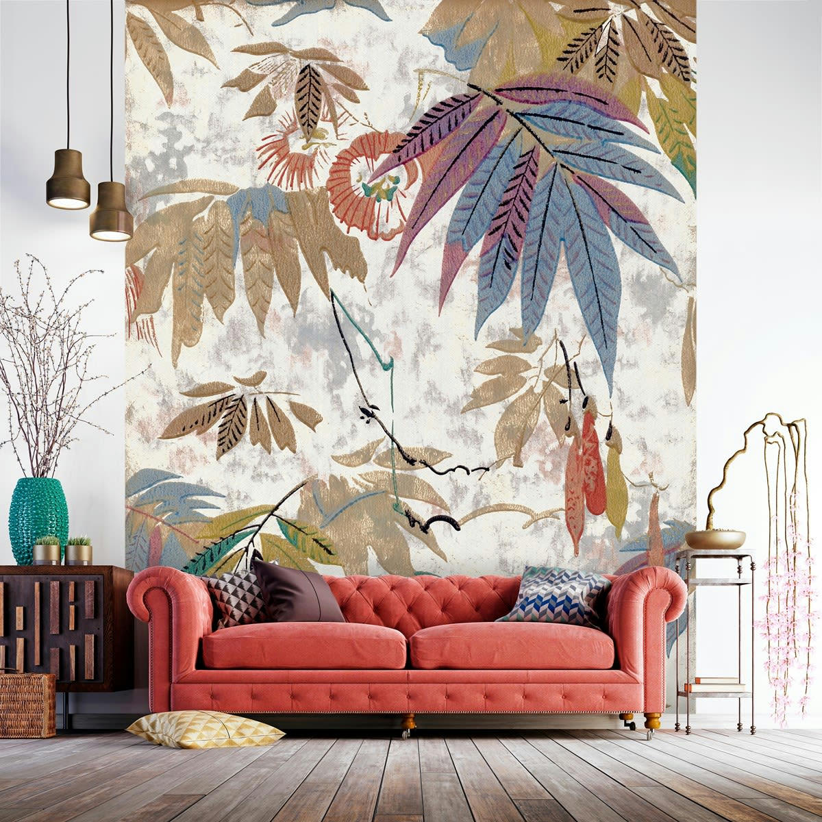 FOLIAGE - Papier peint panoramique en Papier Blanc cassÃ©  240x300