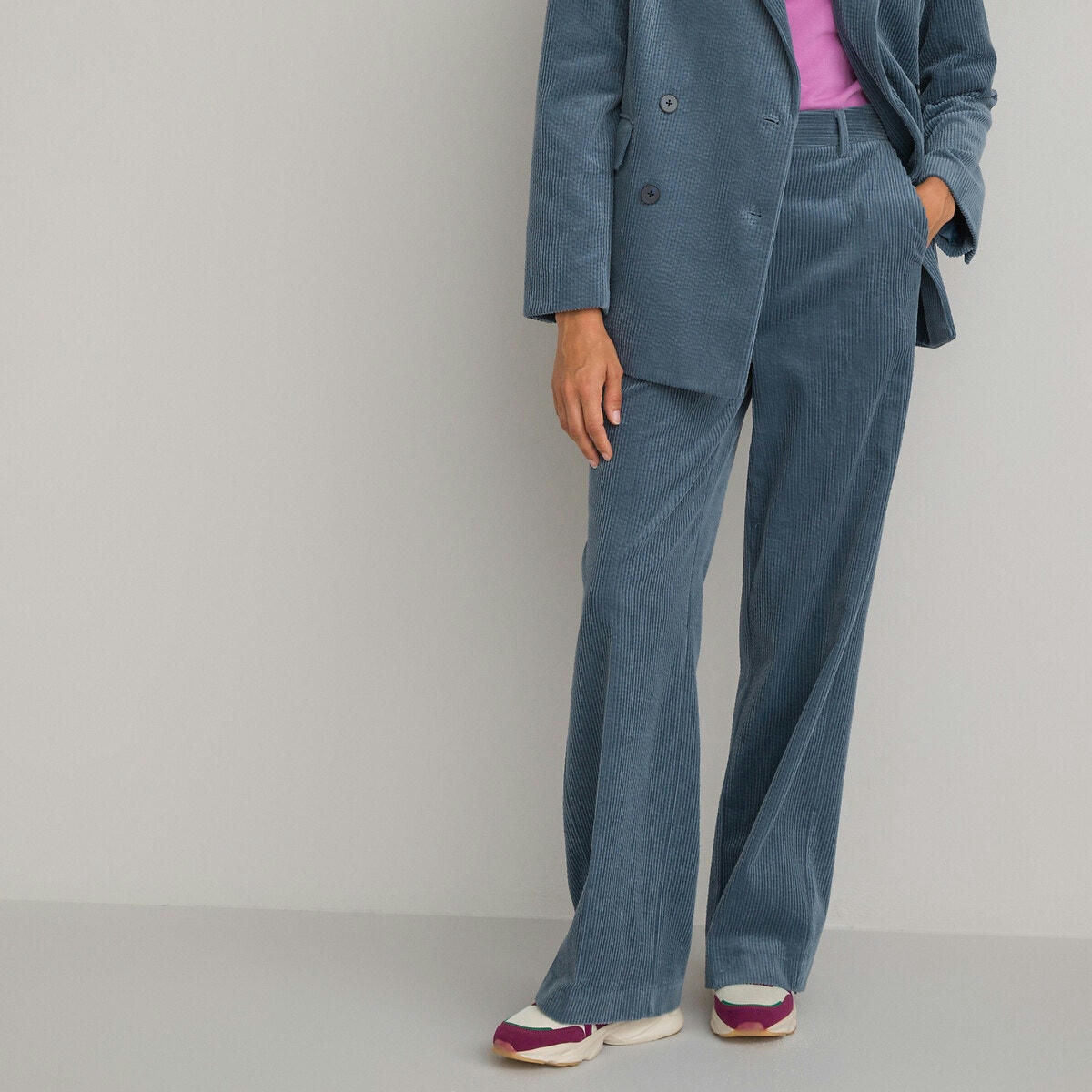 Pantalon large Signature, en velours côtelé
