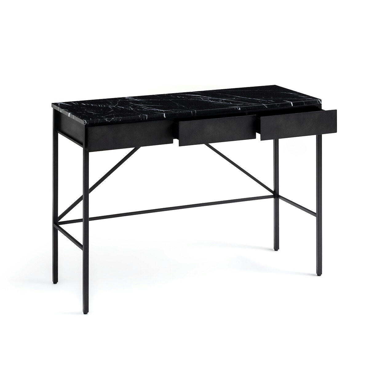 Bureau console plateau marbre noir, Febee