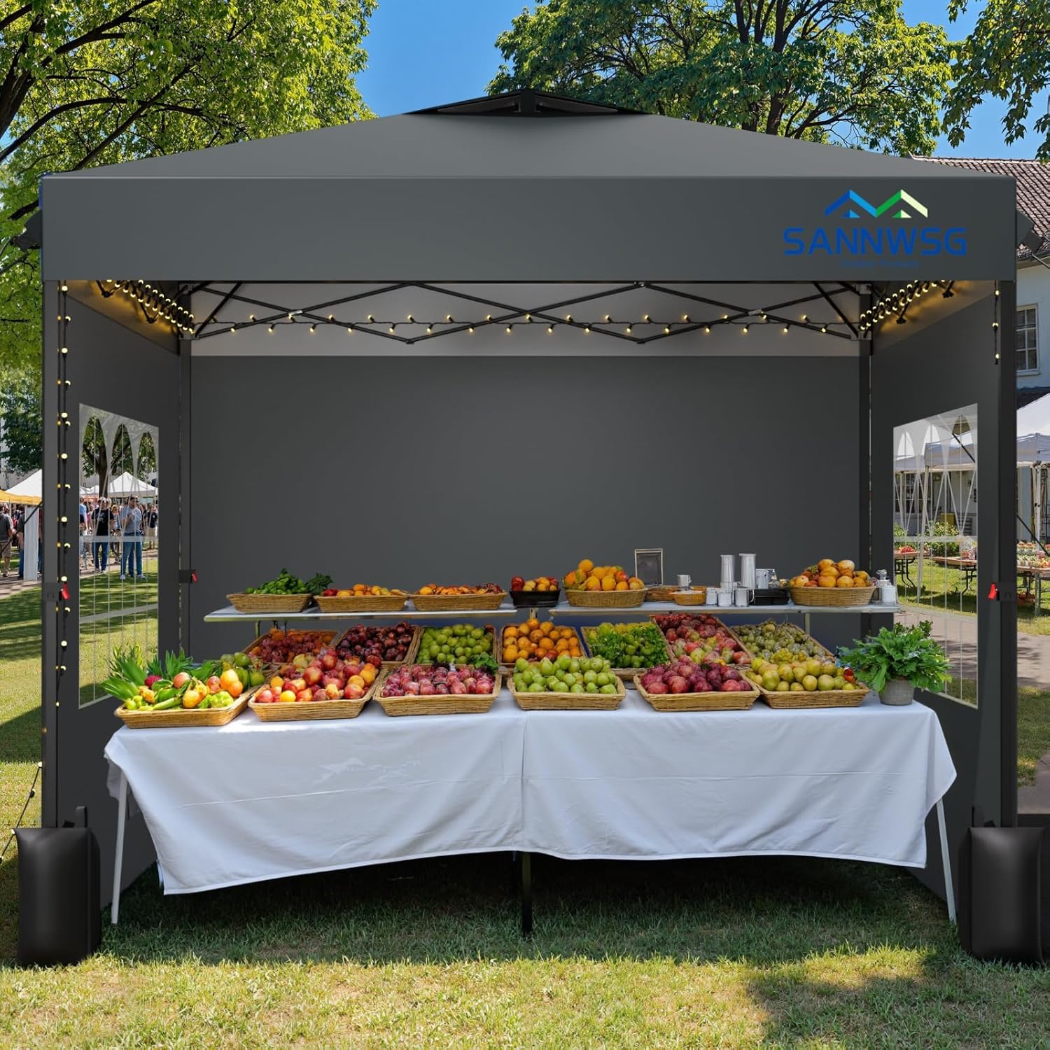 10X10 Pop Up Canopy Tent with 3 Sidewalls Easy Up Canopy Commercial Instant Shelter Heavy Duty One Person Set Up Event Tent Gray