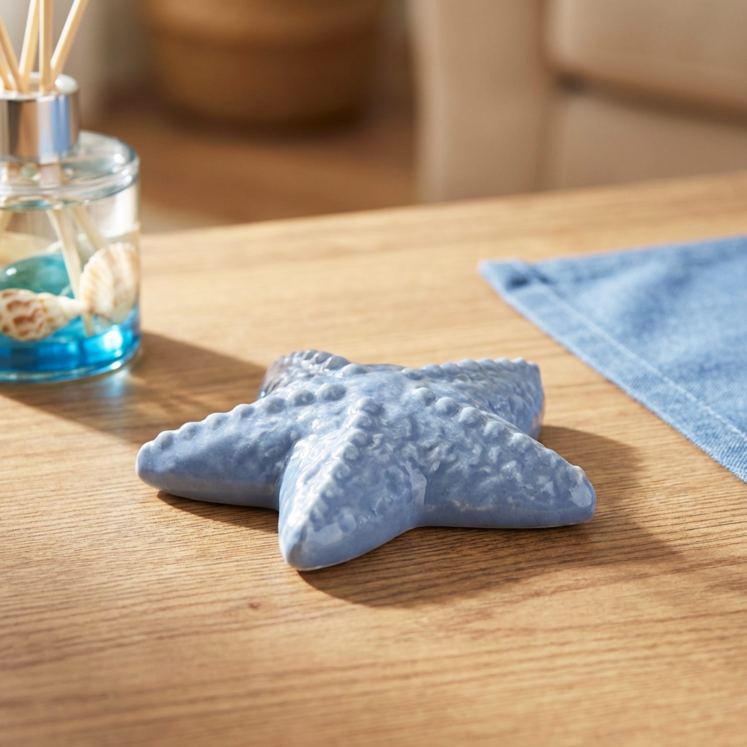 Decorazione stella marina blu in ceramica
