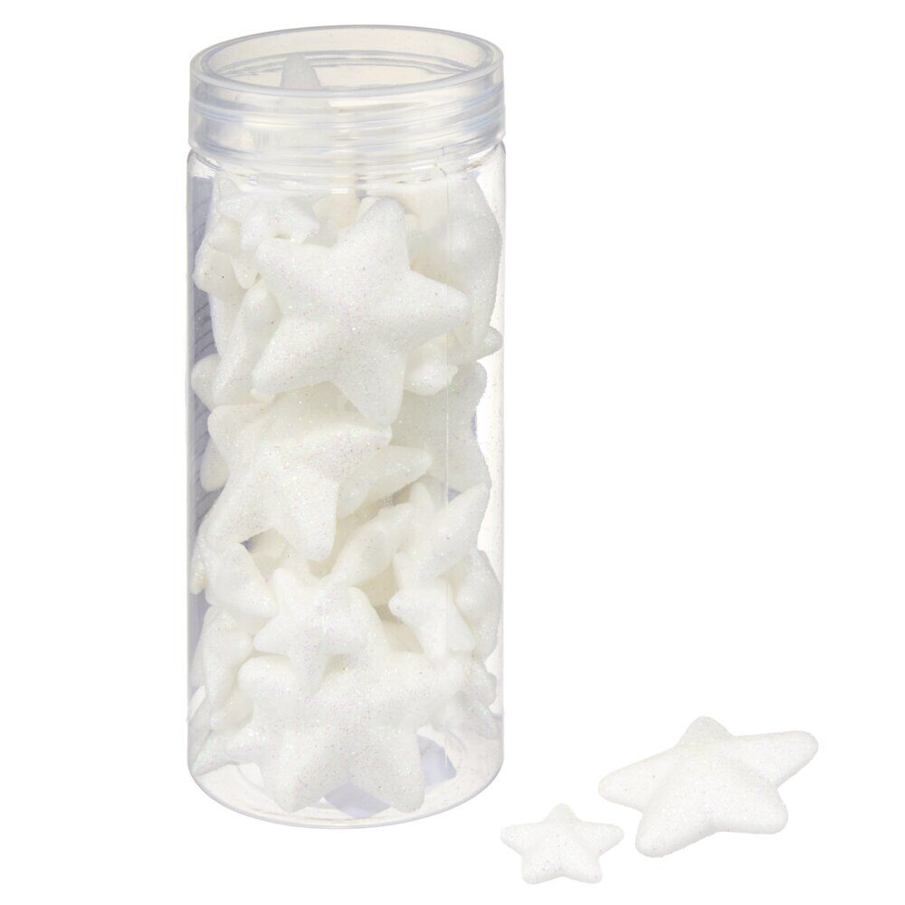 Décoration de table X50 pcs étoiles paillette L23X23 cm blanc irisé