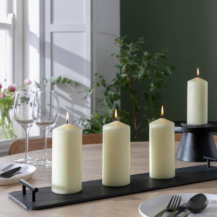 Habitat Pack of 4 Pillar Candle Set - Unscented