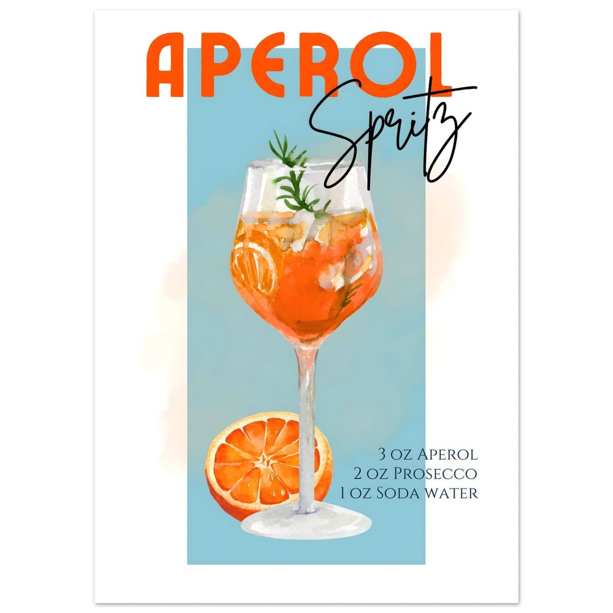 Artfulprints Poster Aperol Spritz - Blue  - 50x70 cm - Blauw